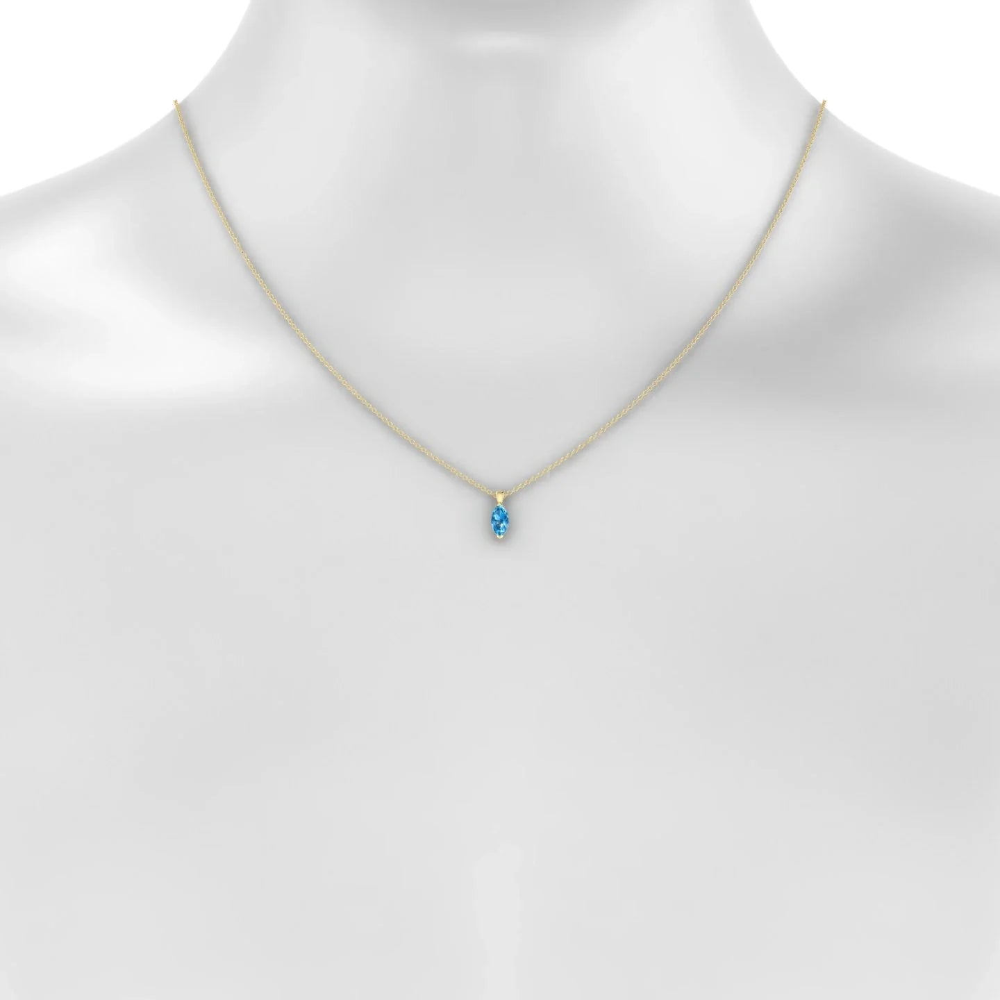 Reverse | 18k Yellow Gold 8 x 4 mm Marquise Topaz Pendant