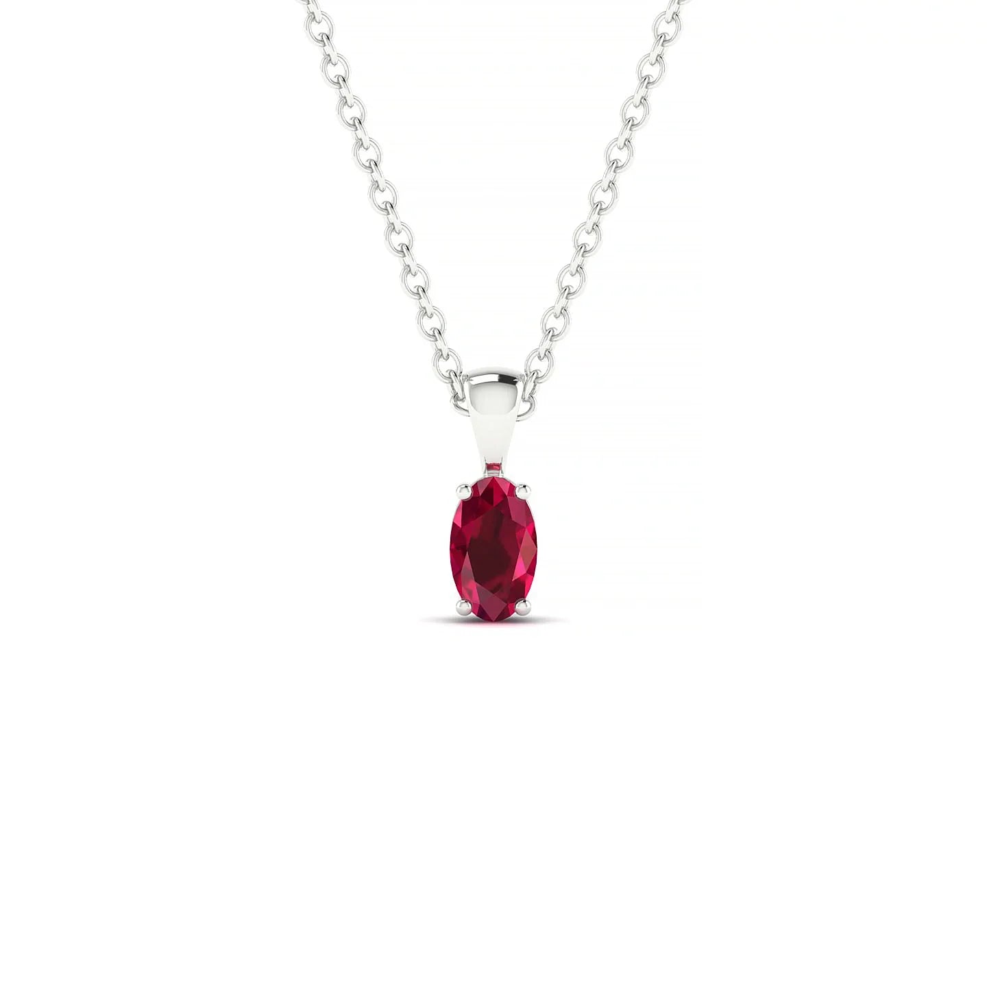 Reverse | 18k White Gold 5 x 3 mm Oval Ruby Pendant