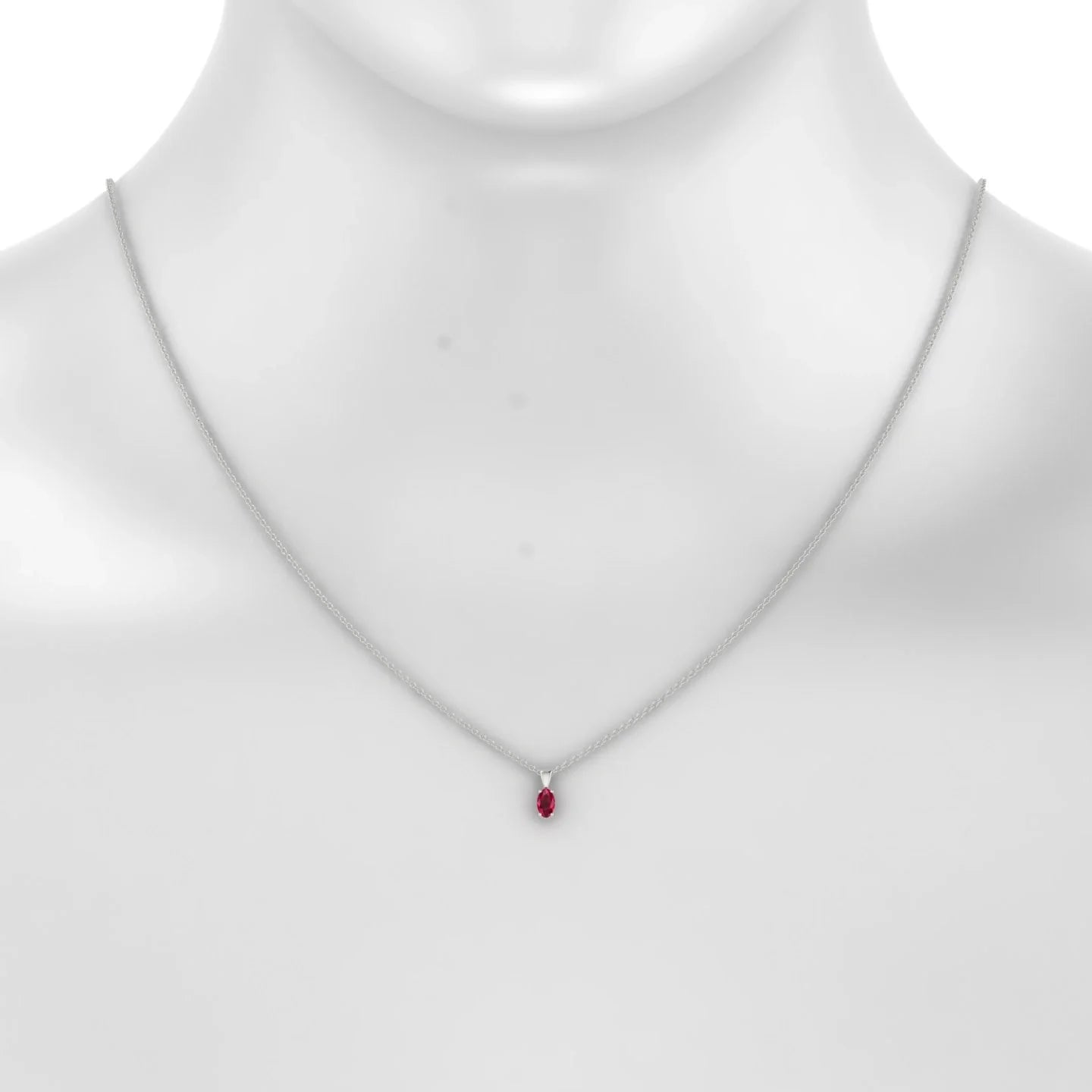 Reverse | 18k White Gold 5 x 3 mm Oval Ruby Pendant