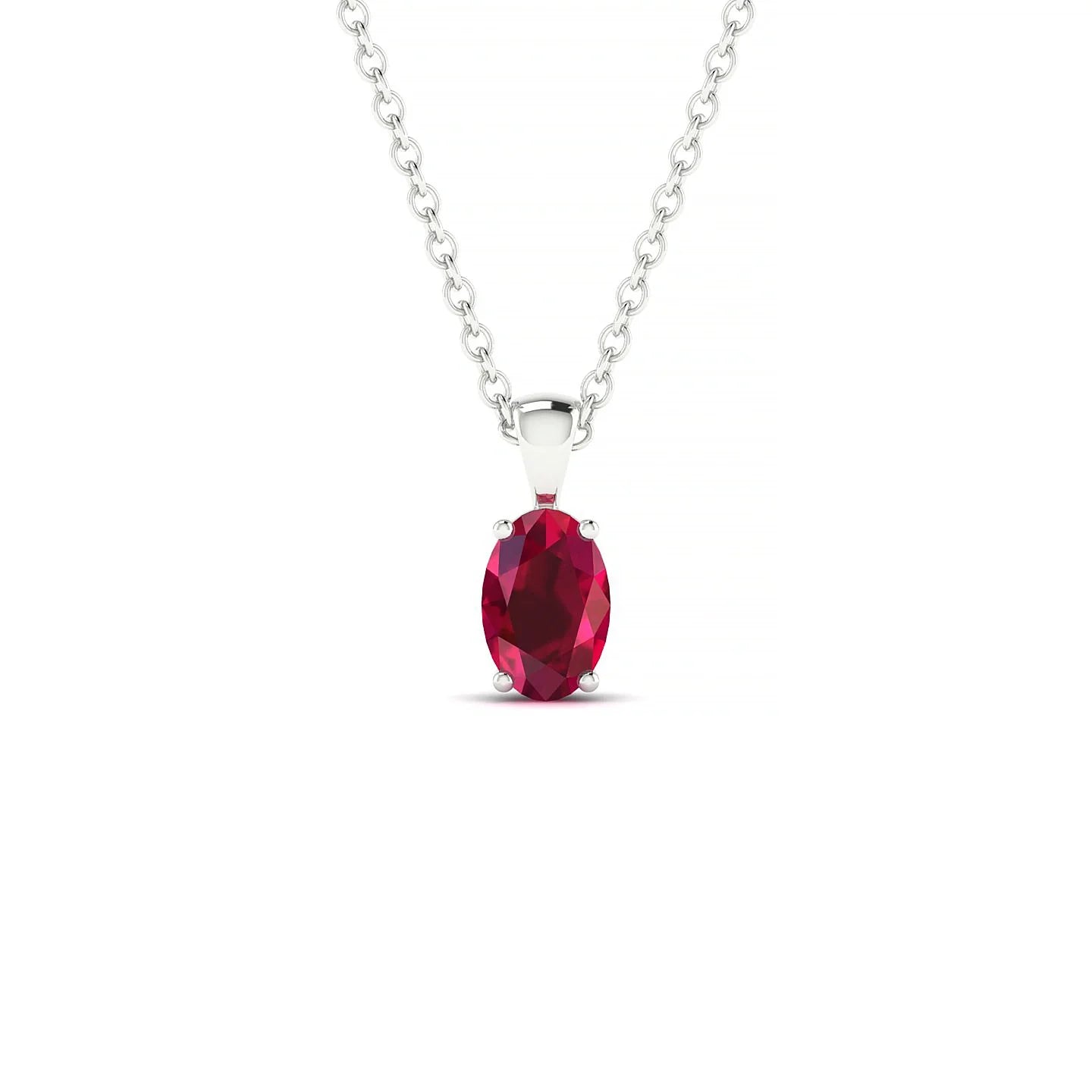 Reverse | 18k White Gold 6 x 4 mm Oval Ruby Pendant