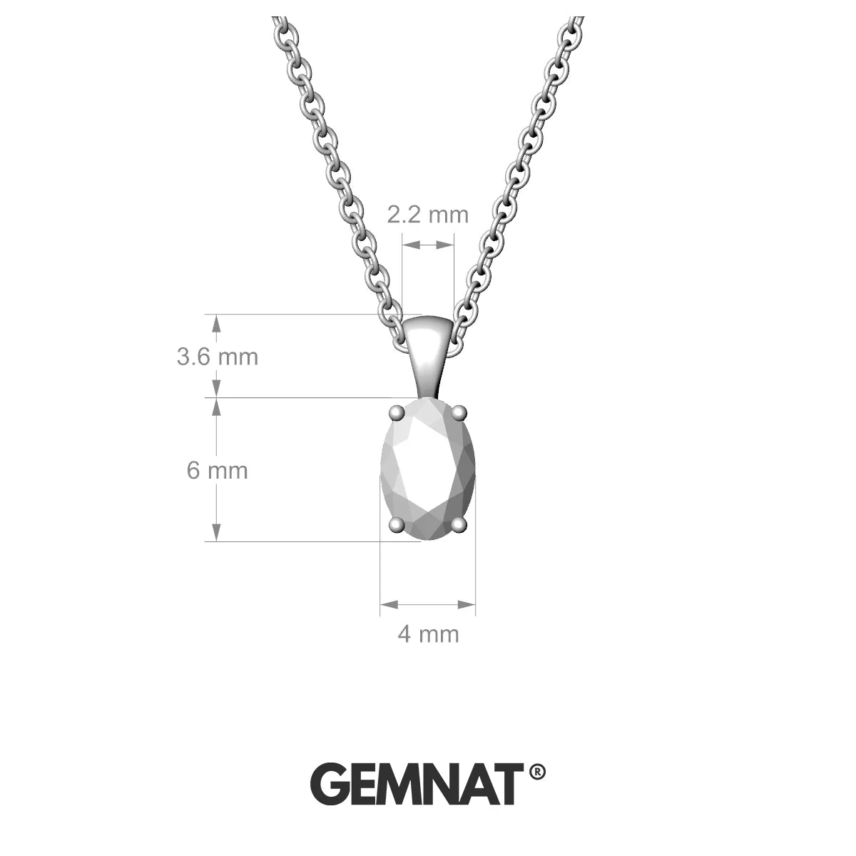Reverse | 18k White Gold 6 x 4 mm Oval Black Diamond Pendant