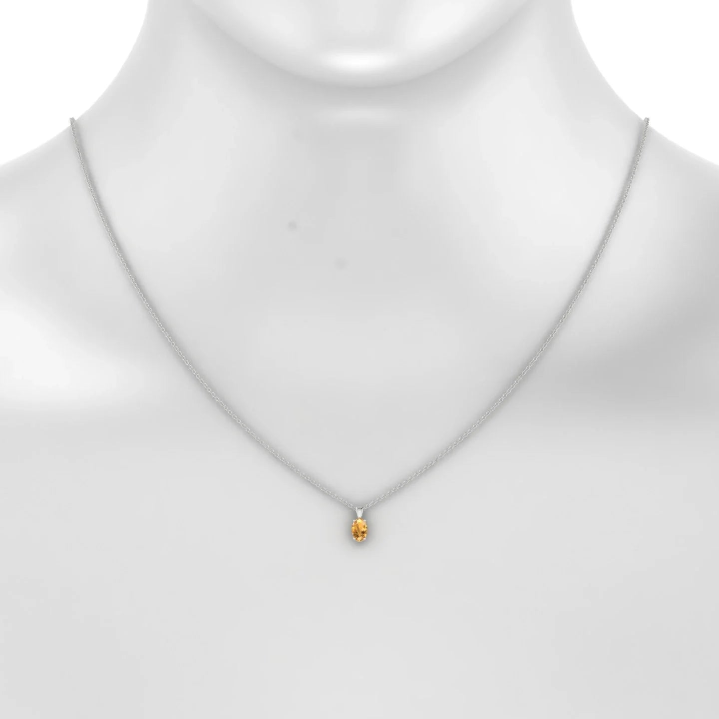 Reverse | 18k White Gold 6 x 4 mm Oval Citrine Pendant