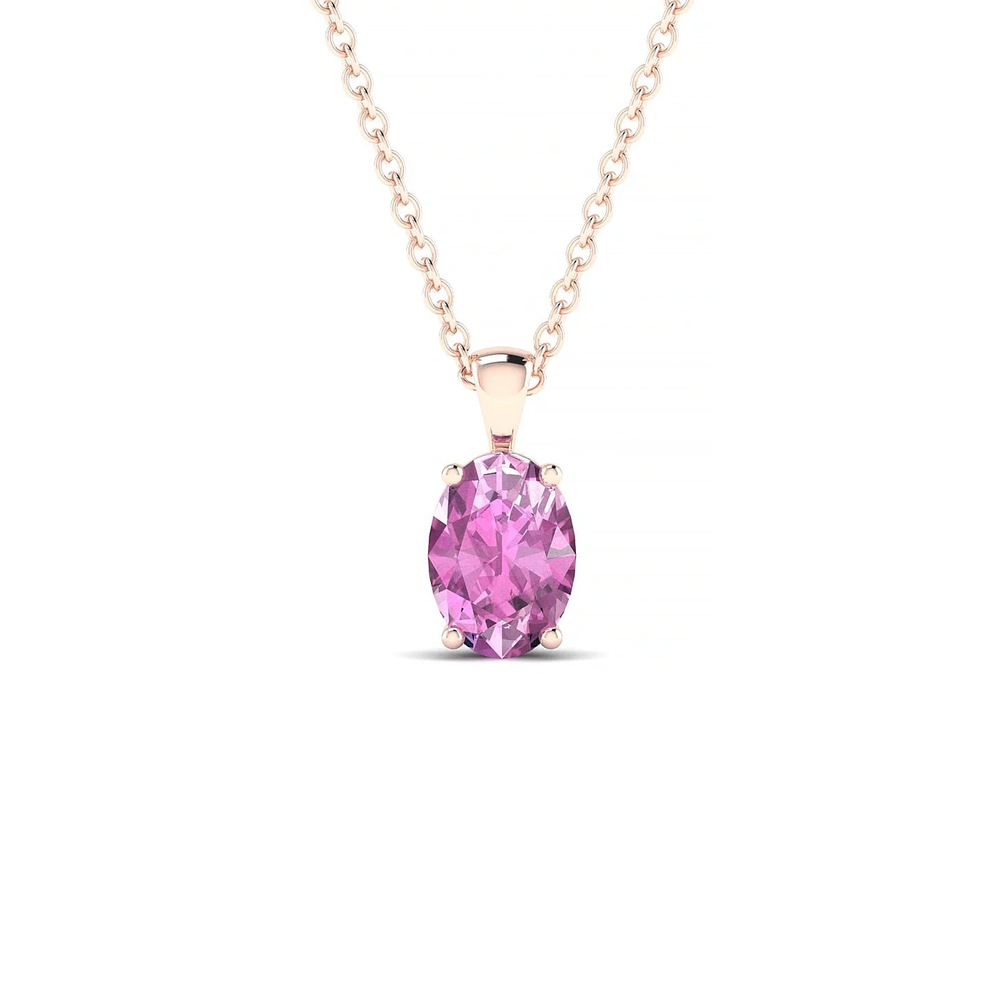 Reverse | 18k Rose Gold 7 x 5 mm Oval Pink Sapphire Pendant