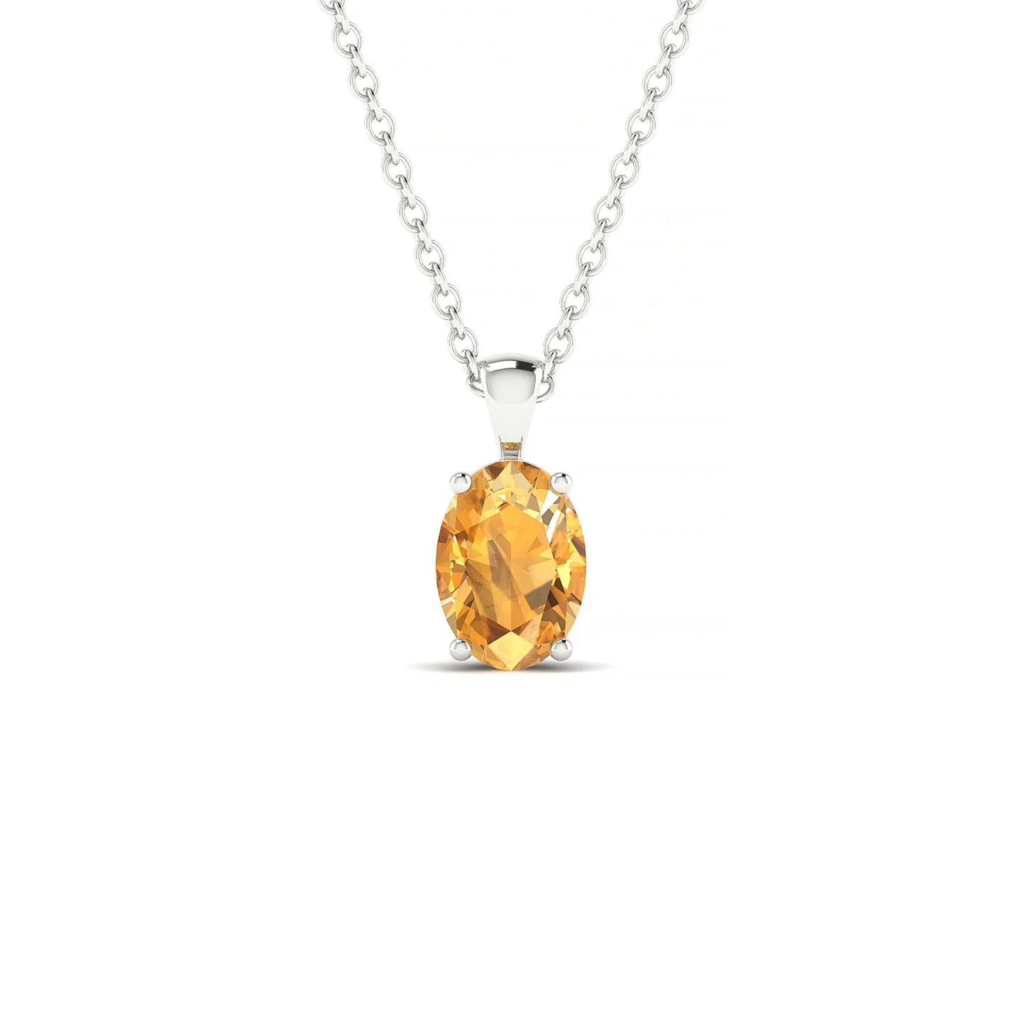 Reverse | 18k White Gold 7 x 5 mm Oval Citrine Pendant