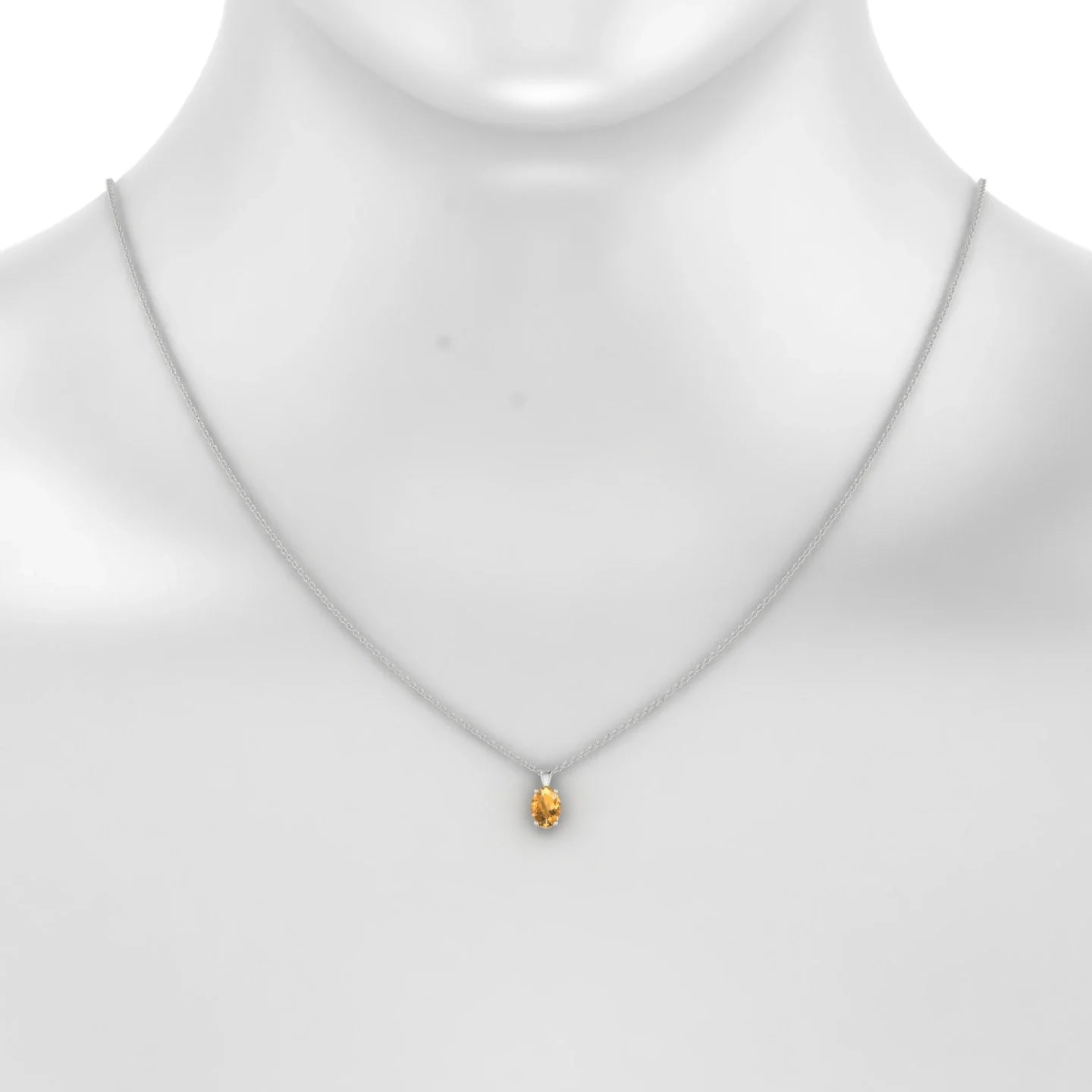 Reverse | 18k White Gold 7 x 5 mm Oval Citrine Pendant