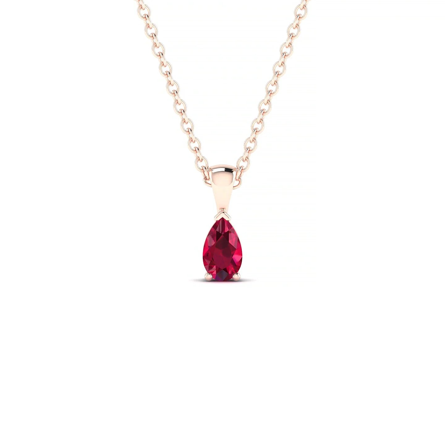 Reverse | 18k Rose Gold 5 x 3 mm Pear Ruby Pendant