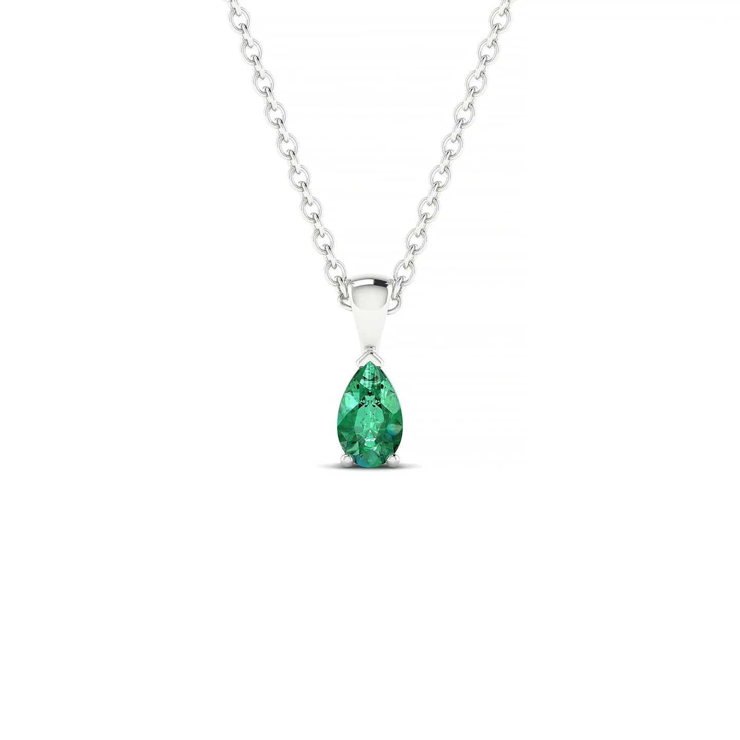 Reverse | 18k White Gold 5 x 3 mm Pear Emerald Pendant