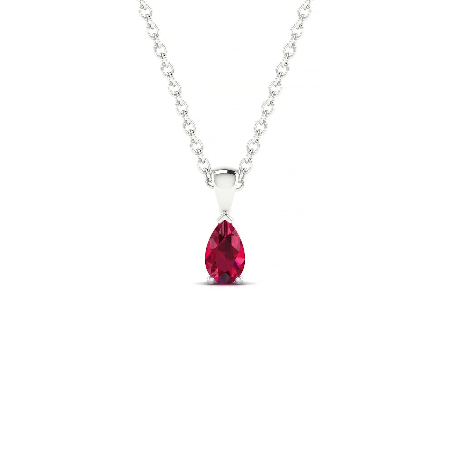 Reverse | 18k White Gold 5 x 3 mm Pear Ruby Pendant