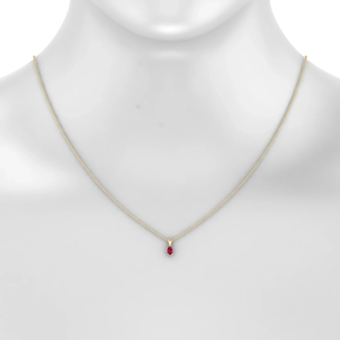 Reverse | 18k Yellow Gold 5 x 3 mm Pear Ruby Pendant