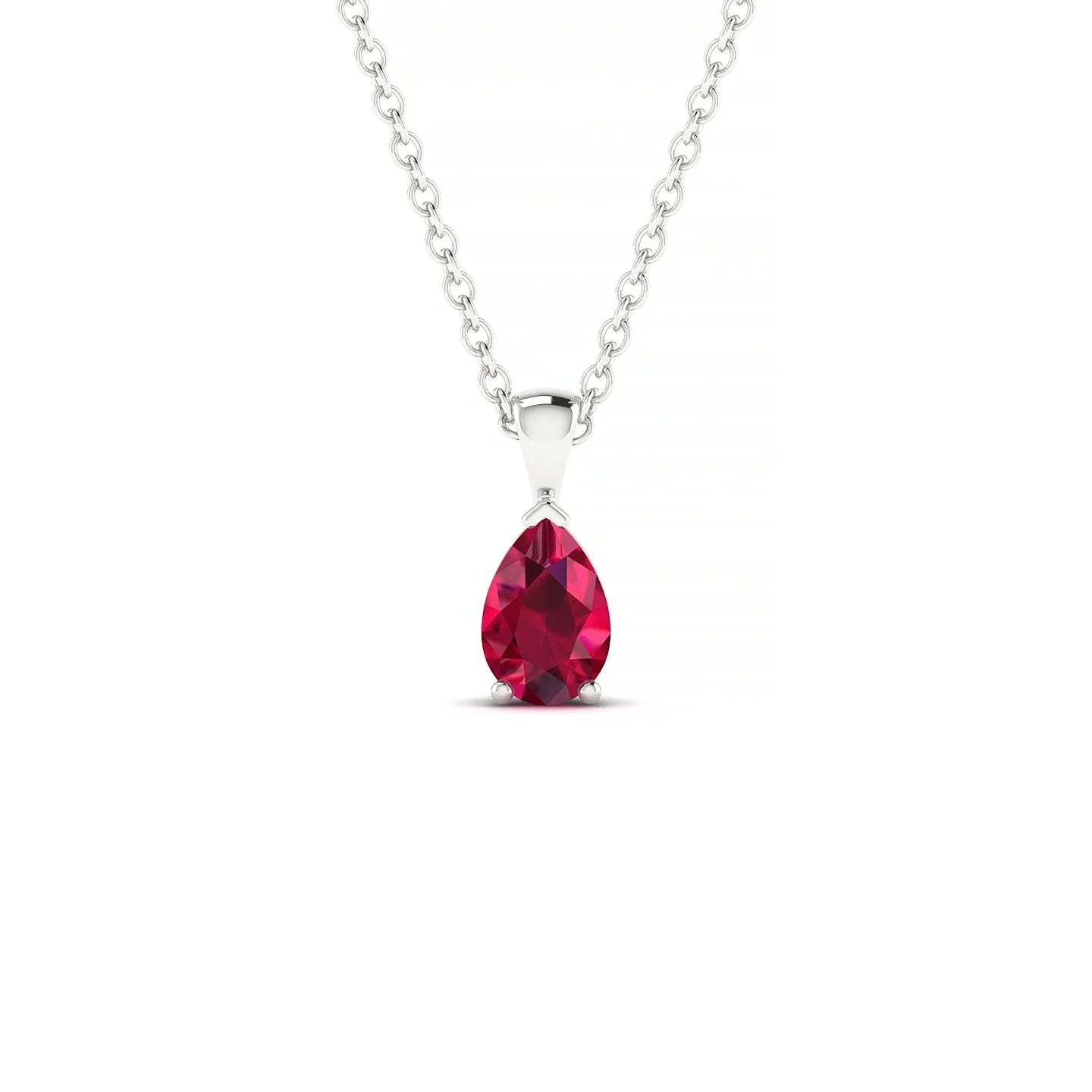 Reverse | 18k White Gold 6 x 4 mm Pear Ruby Pendant
