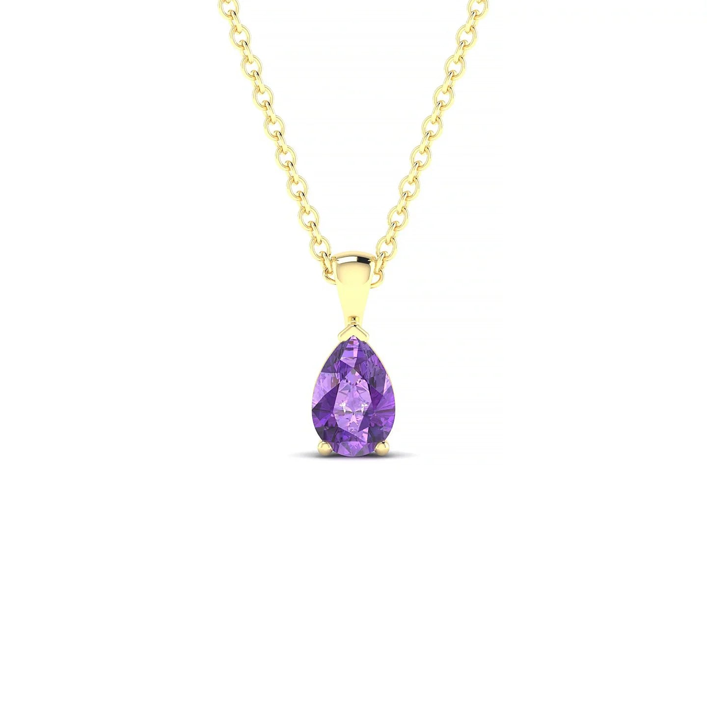 Reverse | 18k Yellow Gold 6 x 4 mm Pear Amethyst Pendant