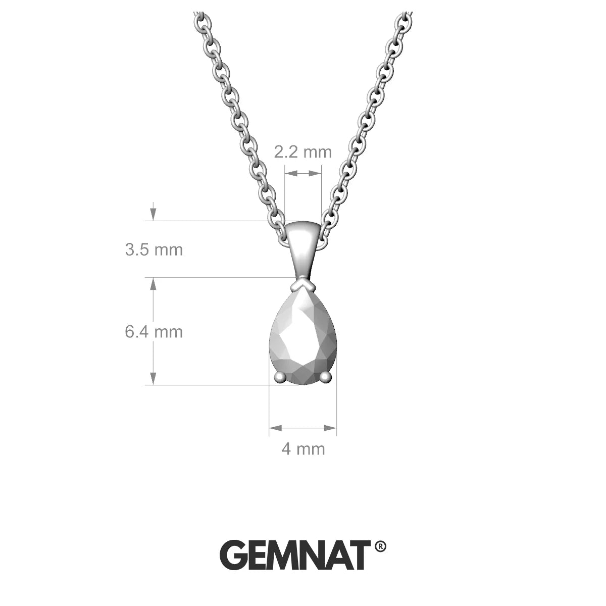 Reverse | 18k White Gold 6 x 4 mm Pear Topaz Pendant