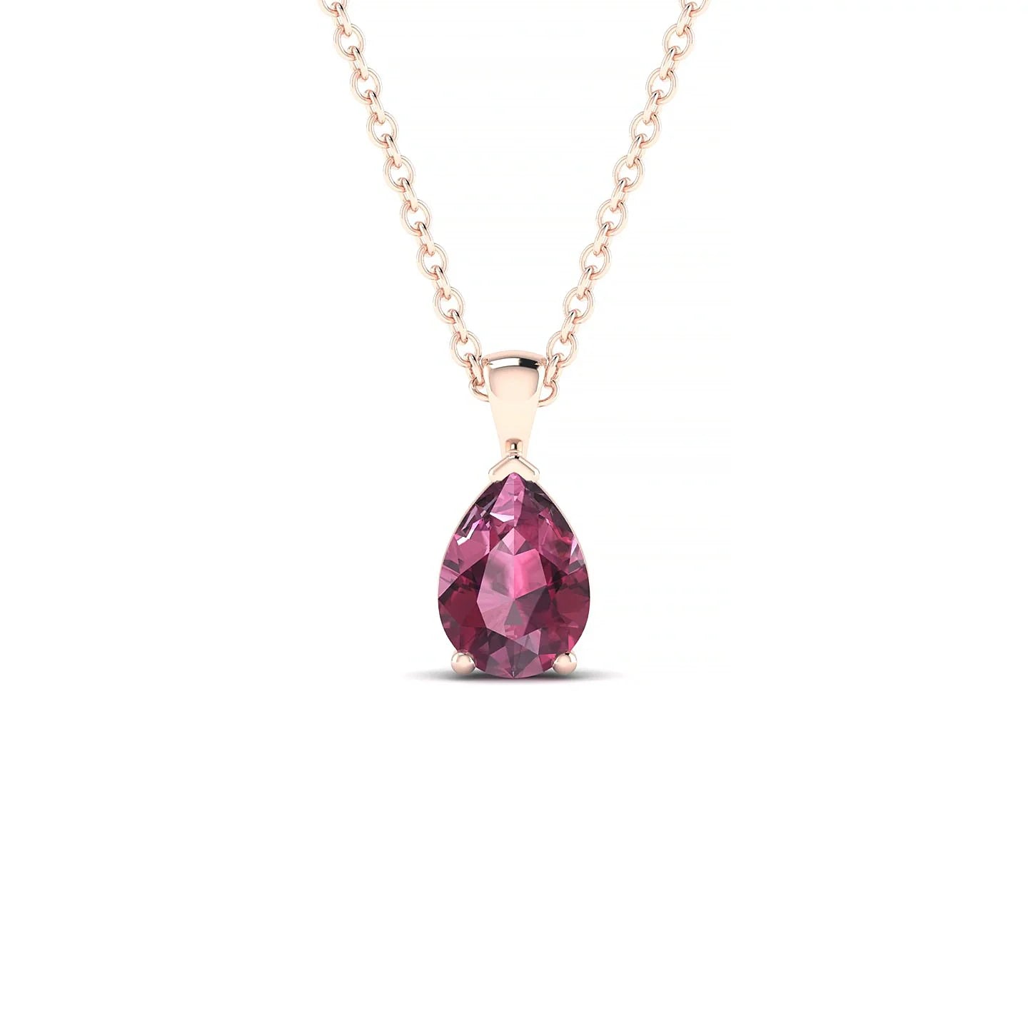 Reverse | 18k Rose Gold 7 x 5 mm Pear Rhodolite Pendant