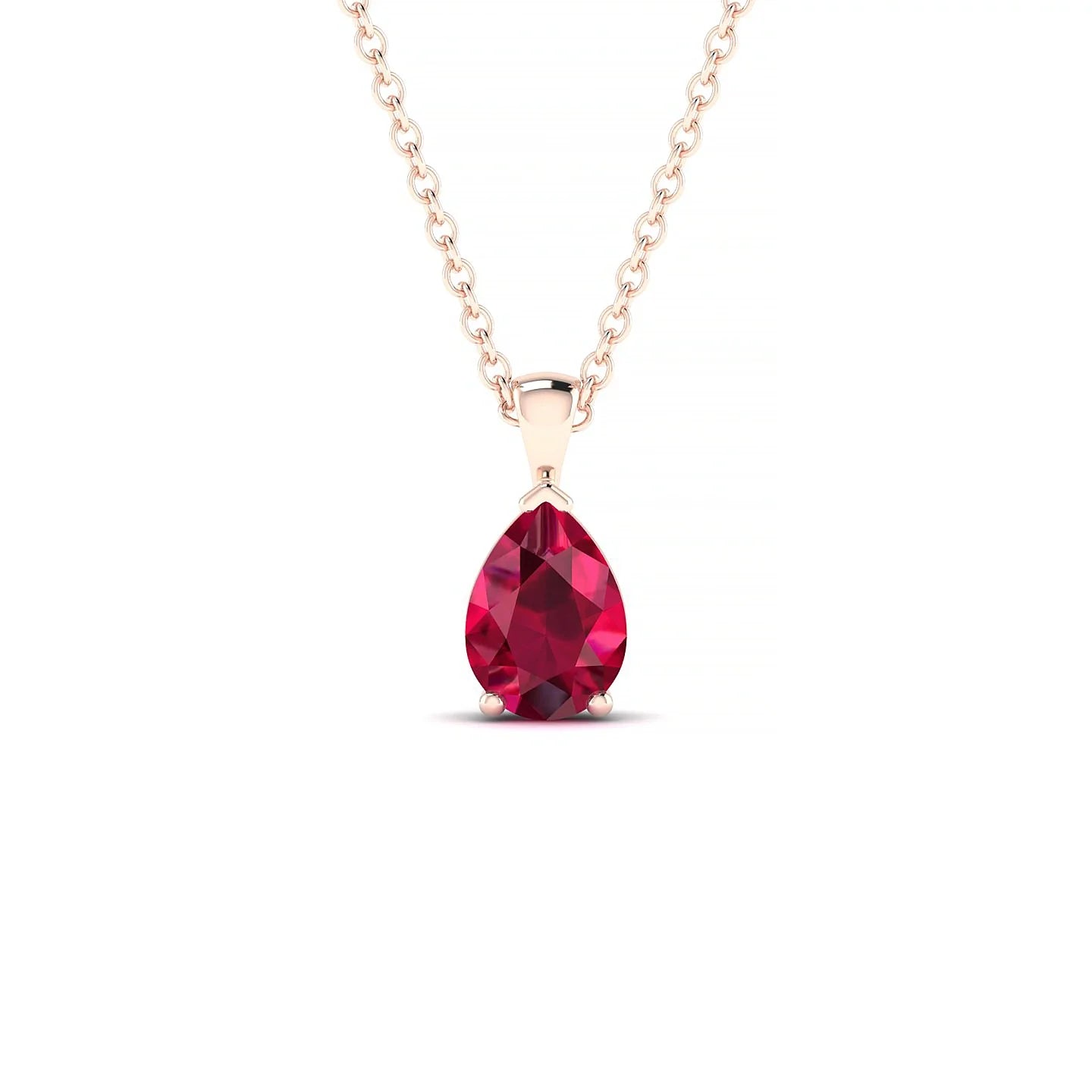 Reverse | 18k Rose Gold 7 x 5 mm Pear Ruby Pendant