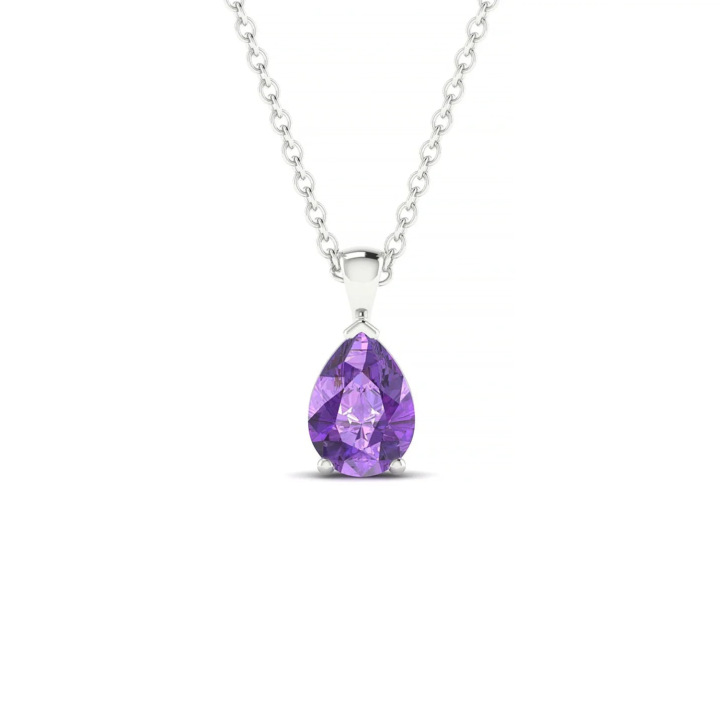 Reverse | 18k White Gold 7 x 5 mm Pear Amethyst Pendant