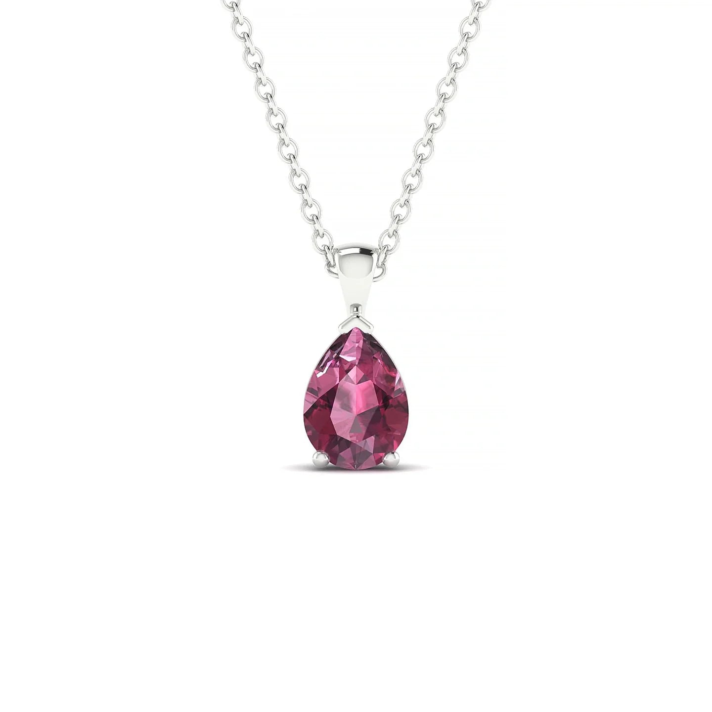 Reverse | 18k White Gold 7 x 5 mm Pear Rhodolite Pendant