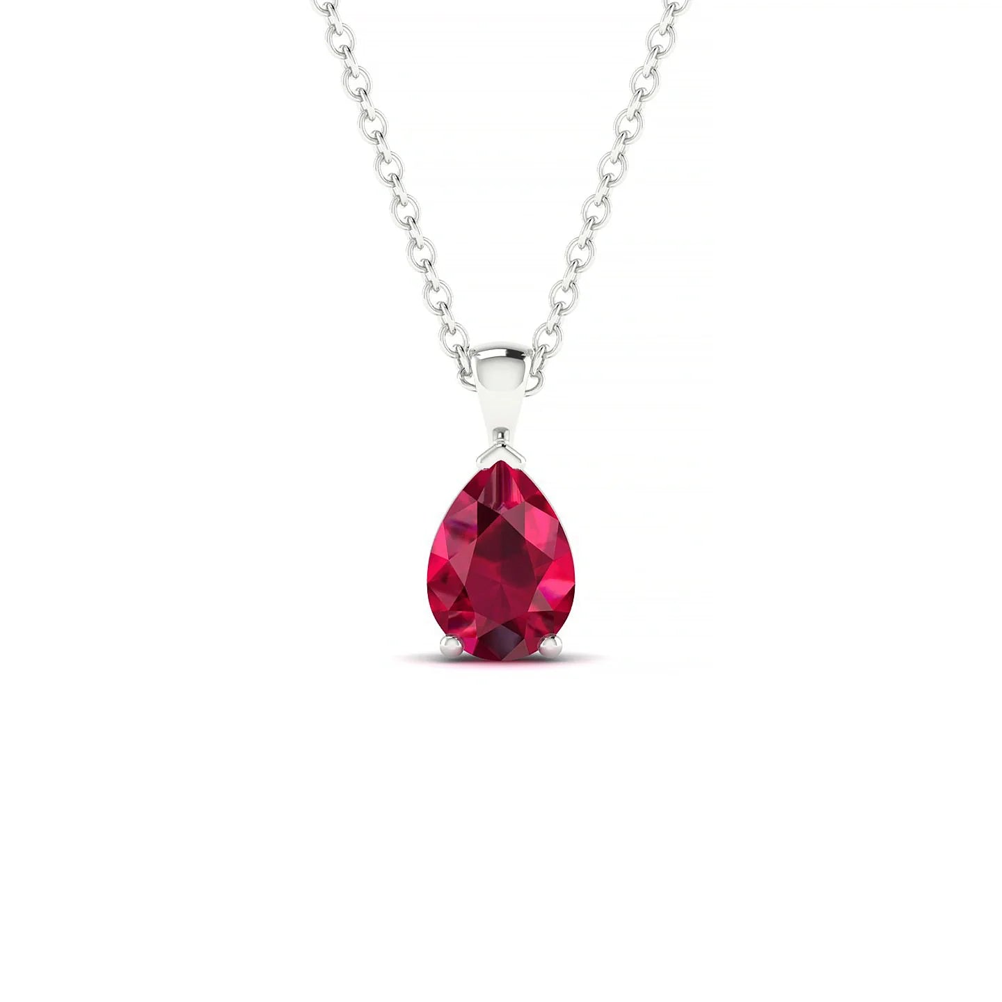 Reverse | 18k White Gold 7 x 5 mm Pear Ruby Pendant