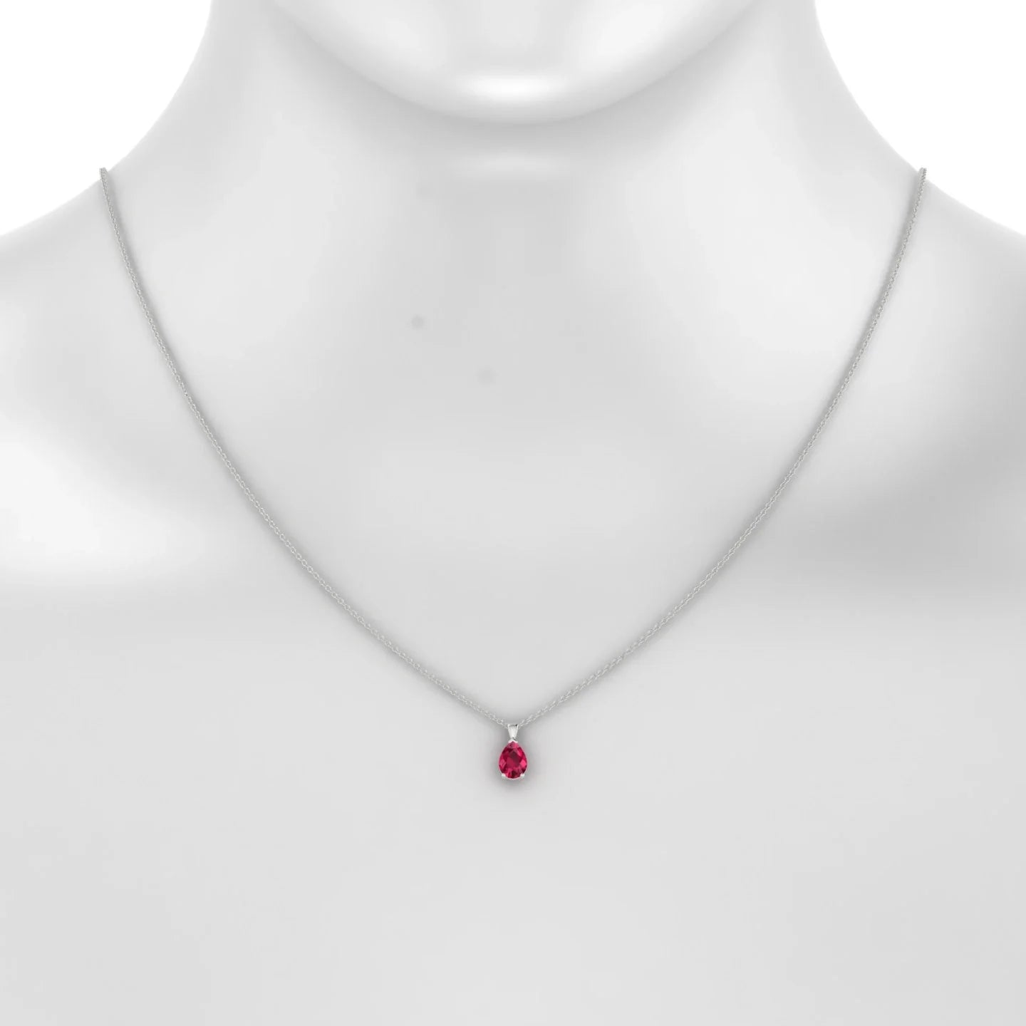 Reverse | 18k White Gold 7 x 5 mm Pear Ruby Pendant