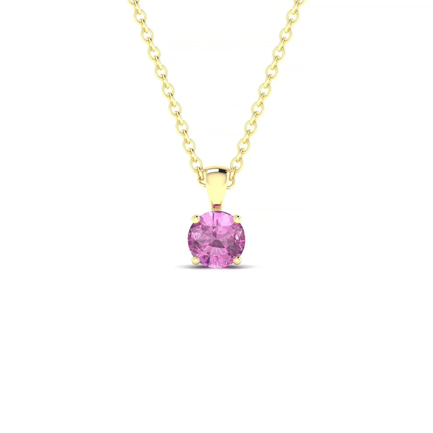 Reverse | 18k Yellow Gold 4.5 mm Round Pink Sapphire Pendant