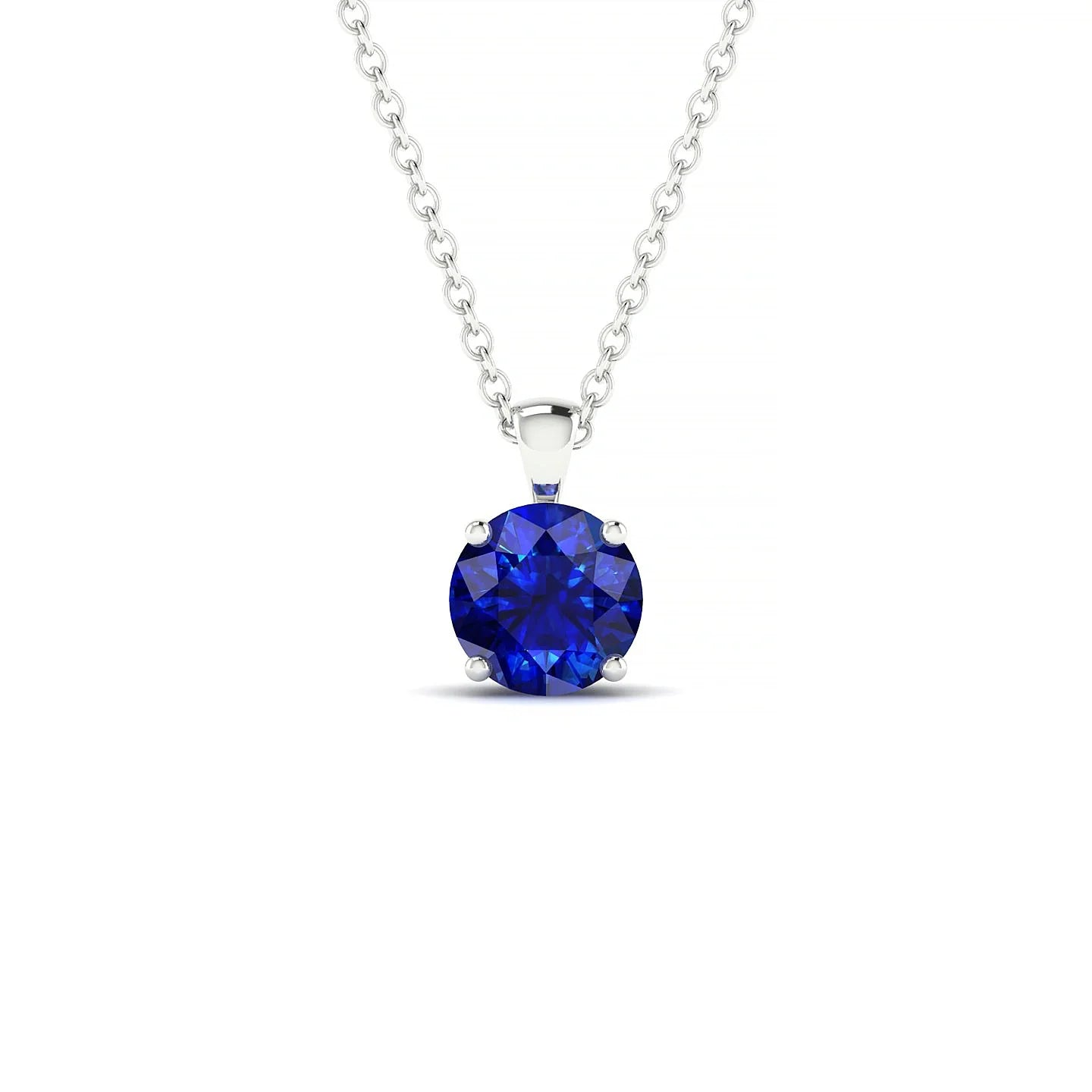 Reverse | 18k White Gold 6 mm Round Sapphire Pendant