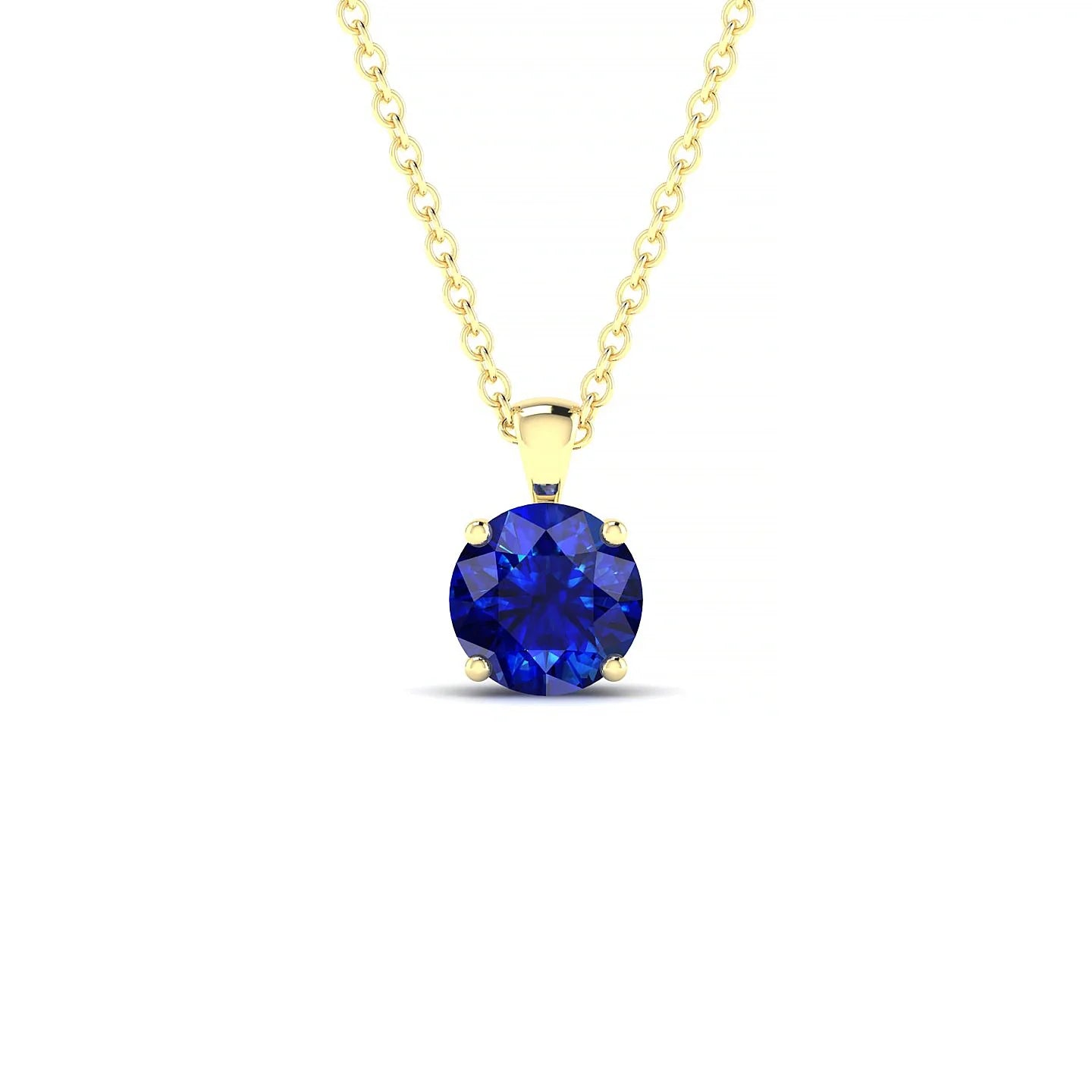 Reverse | 18k Yellow Gold 6 mm Round Sapphire Pendant