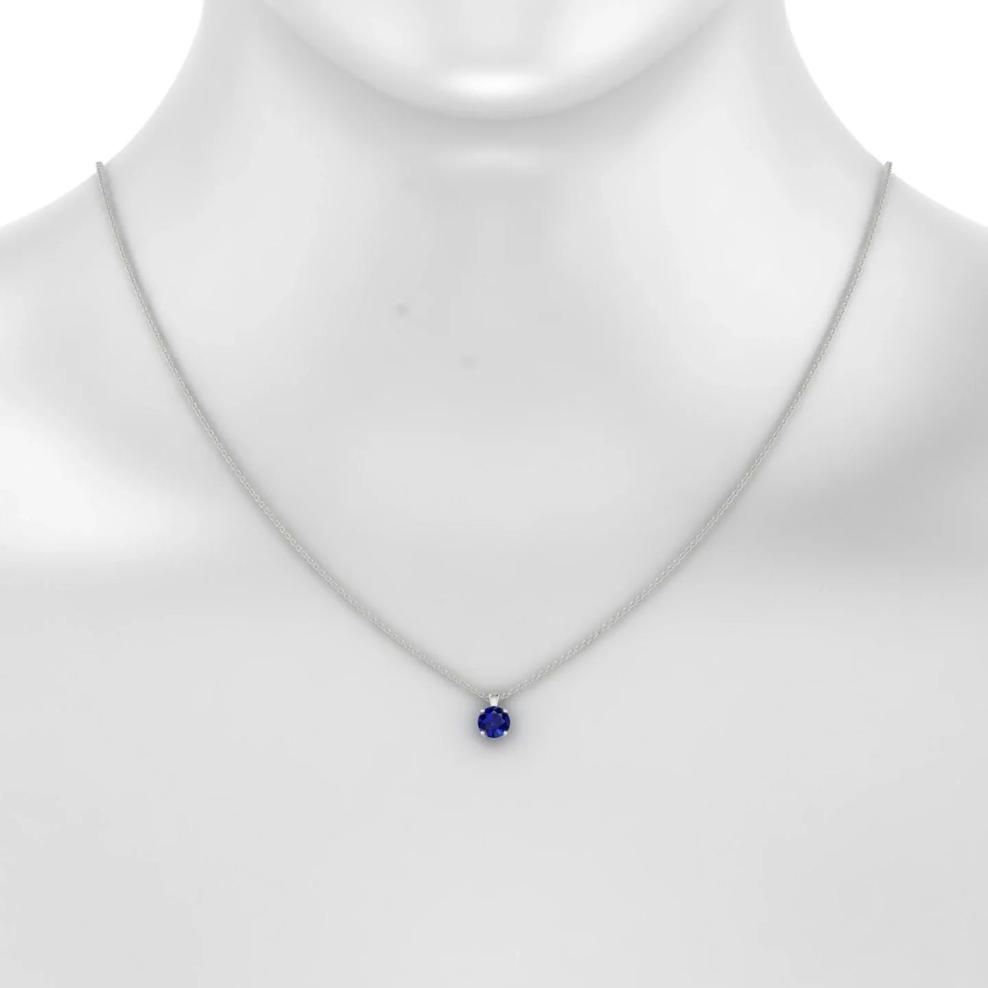 Reverse | 18k White Gold 6 mm Round Sapphire Pendant