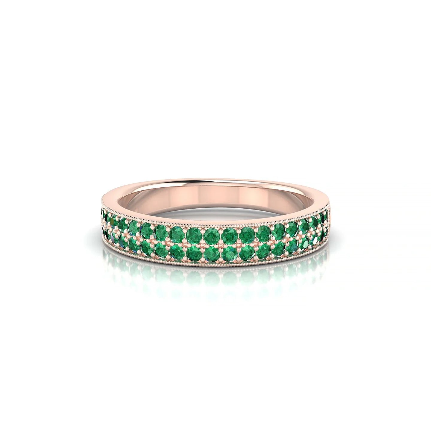 Rhyme | 18k Rose Gold 1.3 mm Round Emerald Ring