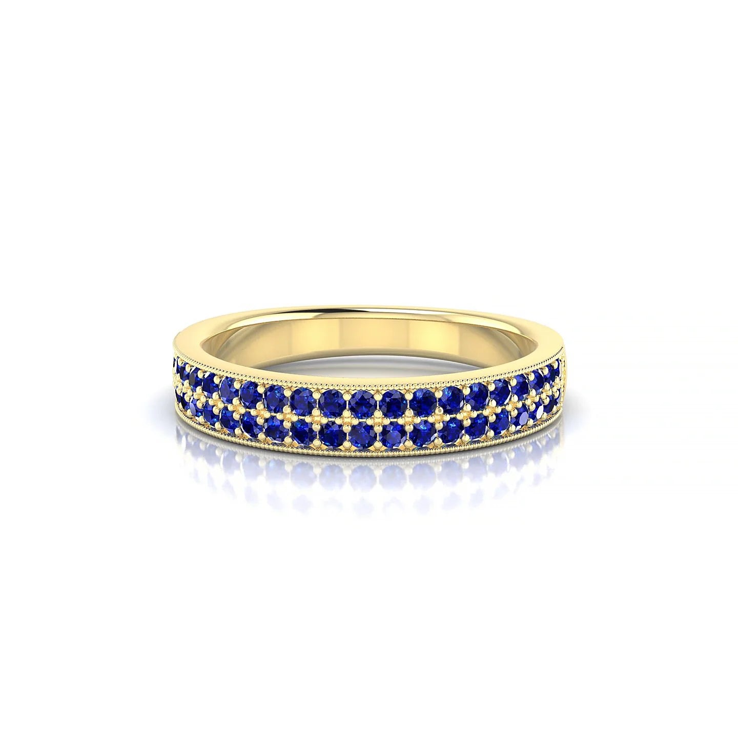Rhyme | 18k Yellow Gold 1.3 mm Round Sapphire Ring