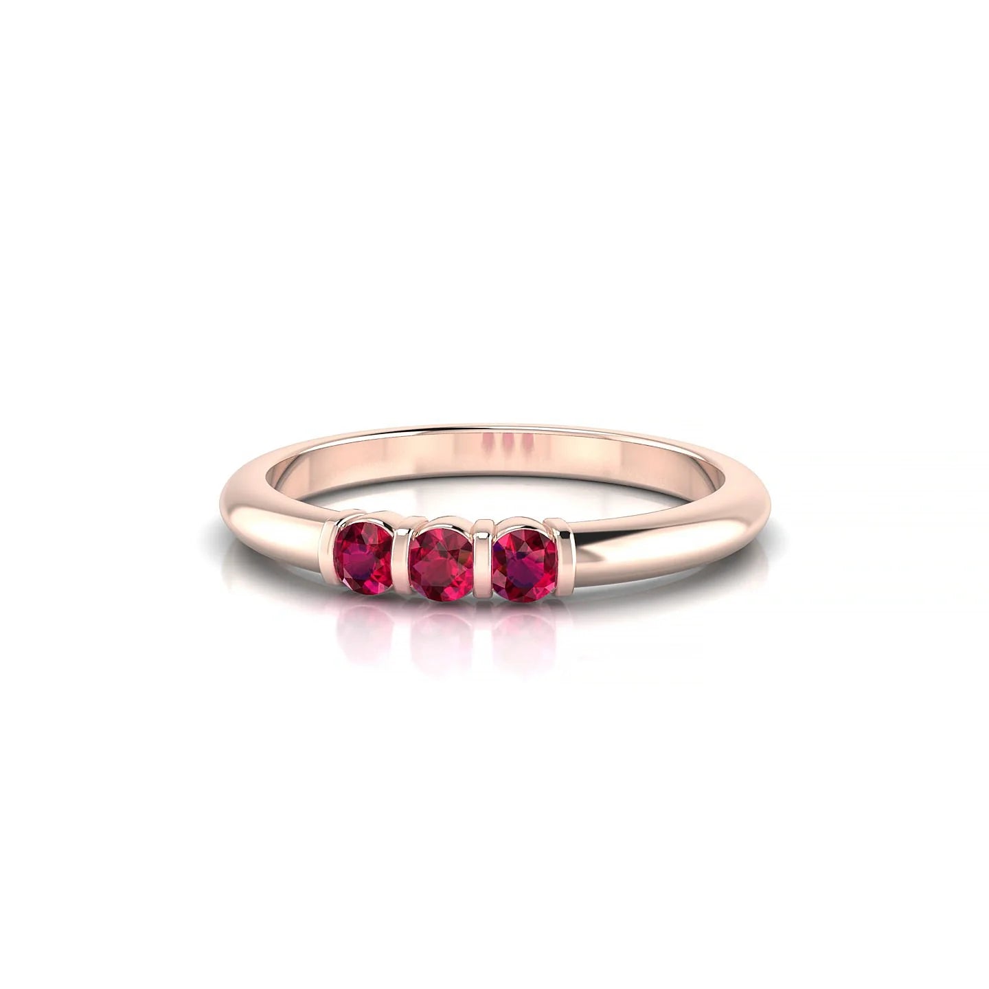 Ridge | 18k Rose Gold 2.5 mm Round Ruby Ring
