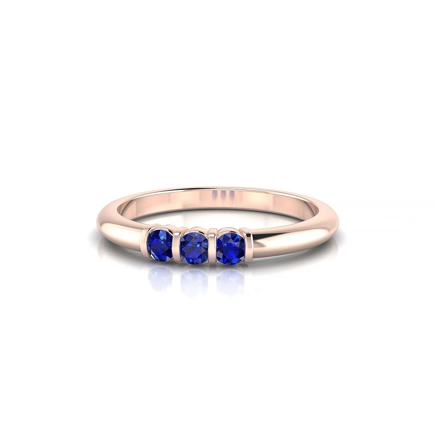 Ridge | 18k Rose Gold 2.5 mm Round Sapphire Ring