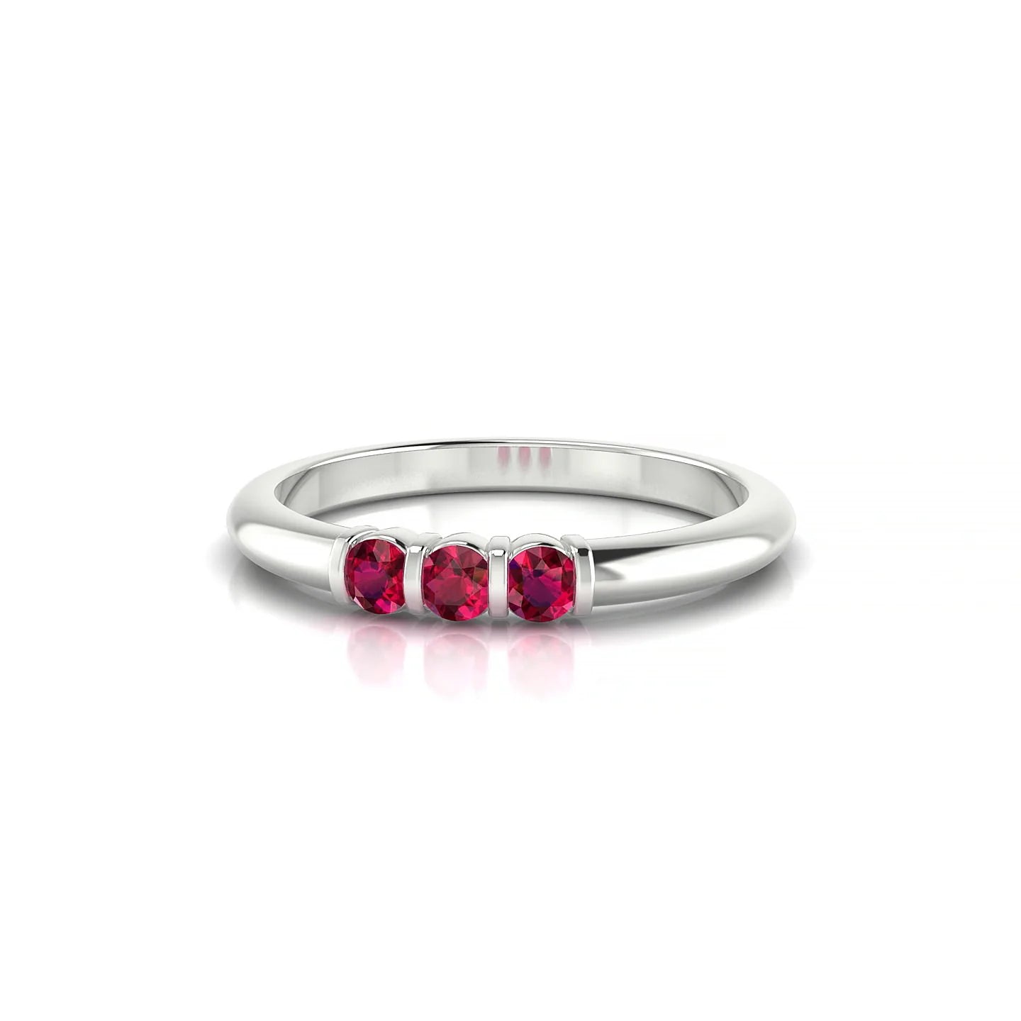 Ridge | 18k White Gold 2.5 mm Round Ruby Ring