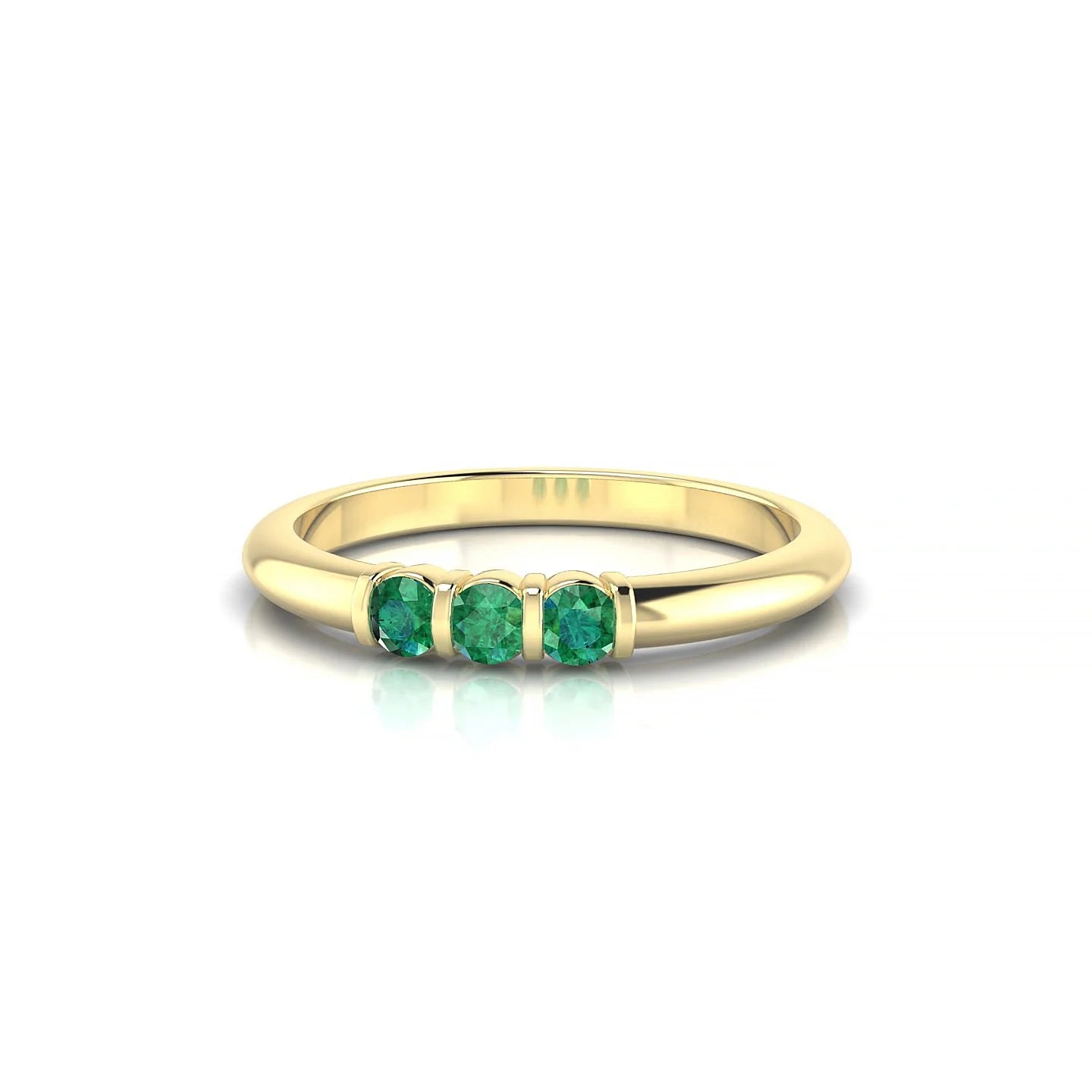 Ridge | 18k Yellow Gold 2.5 mm Round Emerald Ring