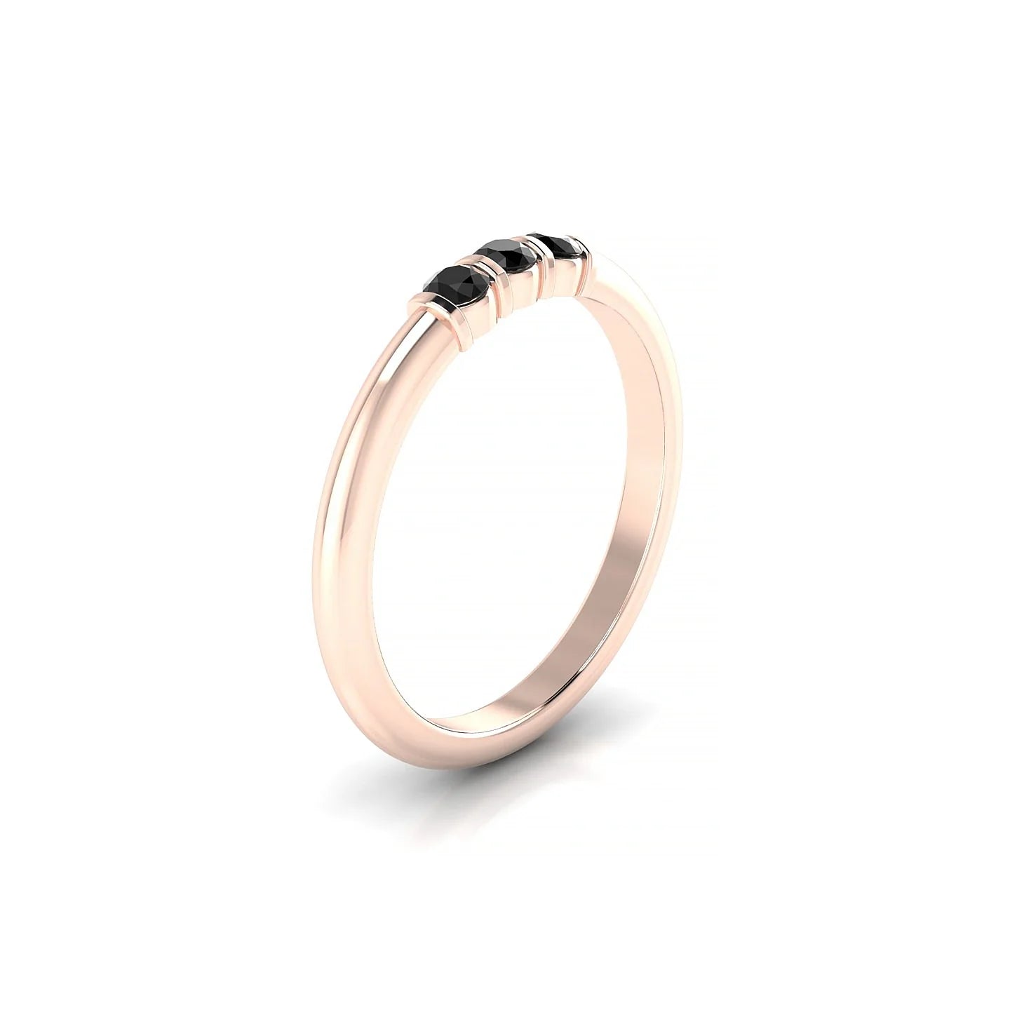 Ridge | 18k Rose Gold 2.5 mm Round Black Diamond Ring