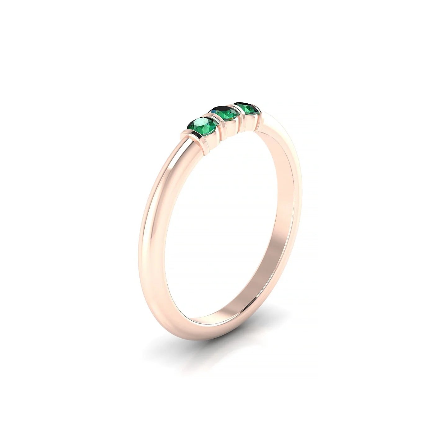 Ridge | 18k Rose Gold 2.5 mm Round Emerald Ring