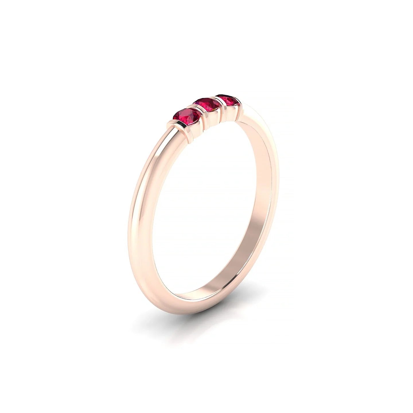 Ridge | 18k Rose Gold 2.5 mm Round Ruby Ring