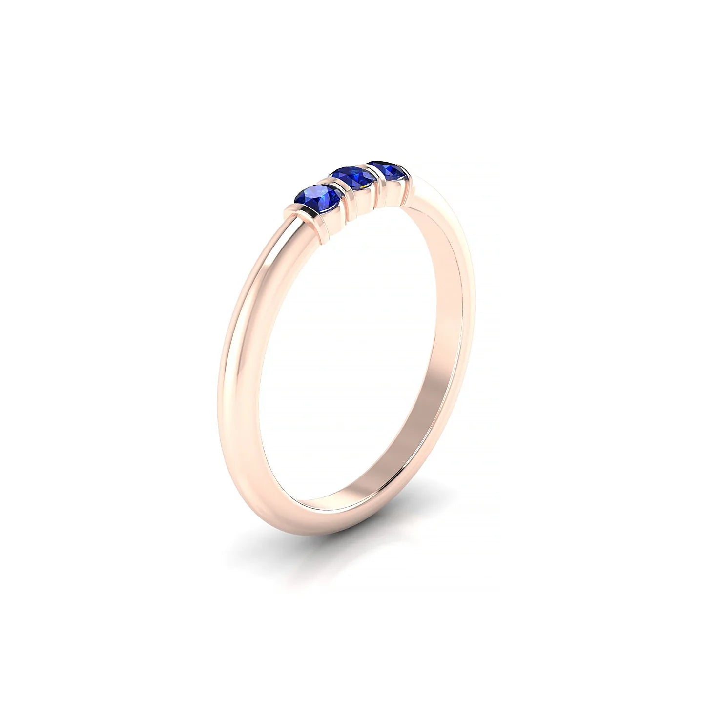 Ridge | 18k Rose Gold 2.5 mm Round Sapphire Ring