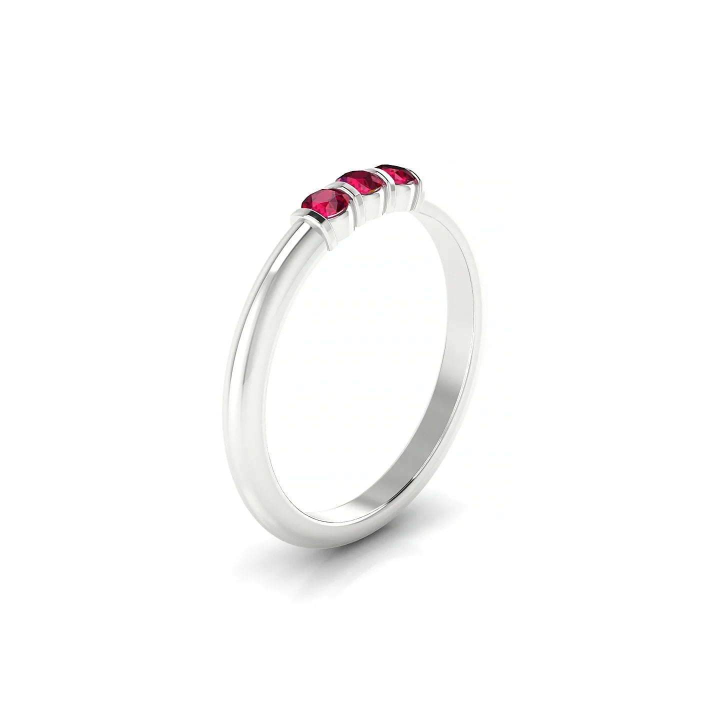 Ridge | 18k White Gold 2.5 mm Round Ruby Ring