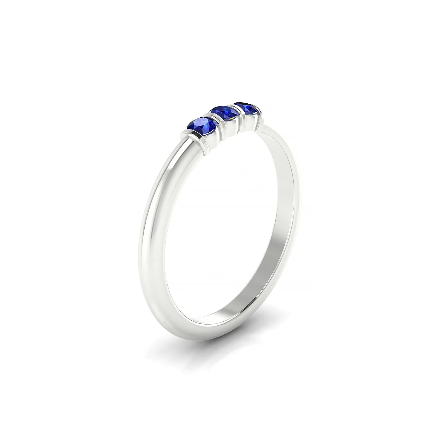 Ridge | 18k White Gold 2.5 mm Round Sapphire Ring