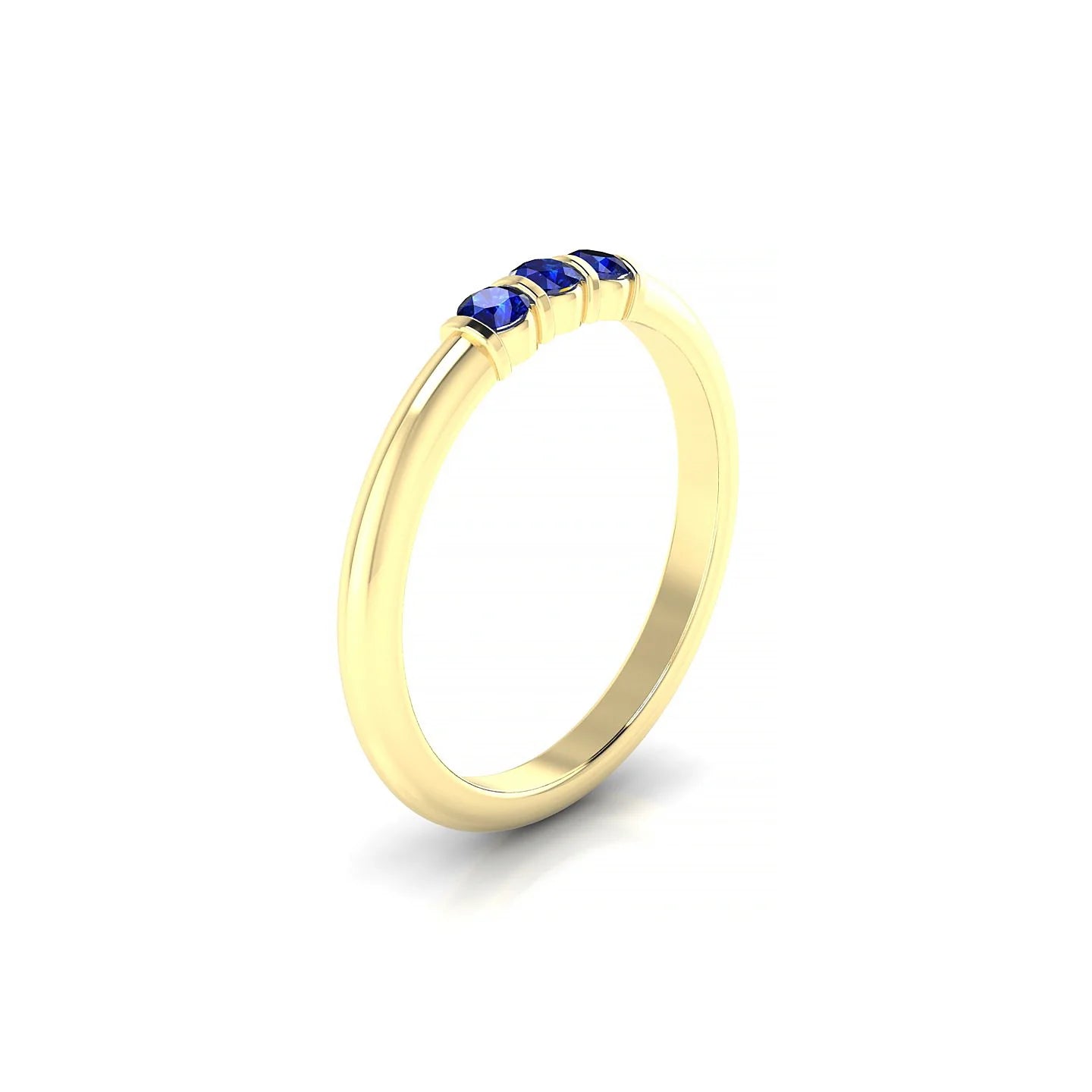 Ridge | 18k Yellow Gold 2.5 mm Round Sapphire Ring