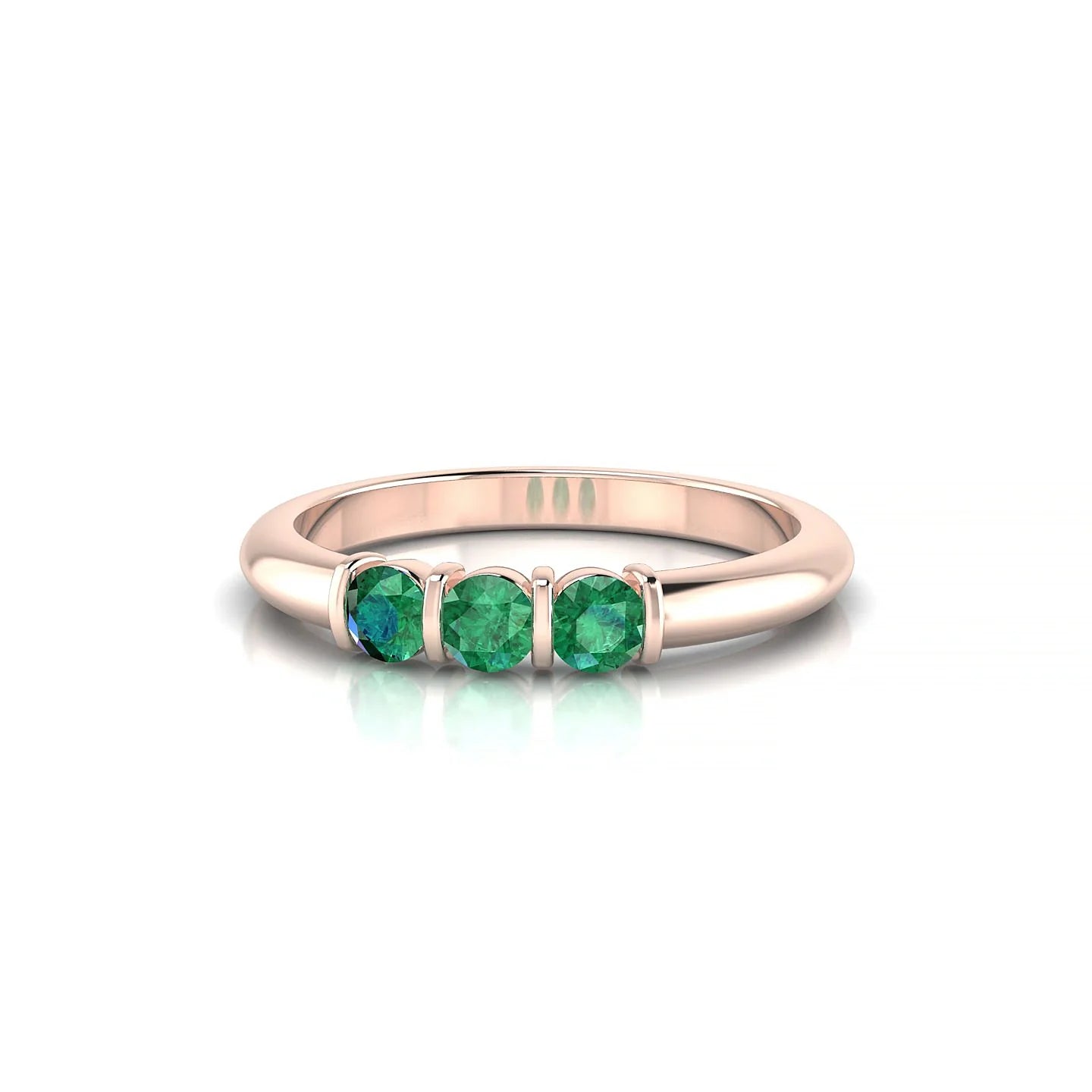 Ridge | 18k Rose Gold 3 mm Round Emerald Ring