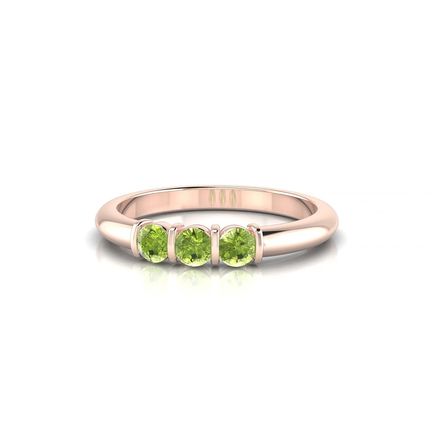 Ridge | 18k Rose Gold 3 mm Round Peridot Ring