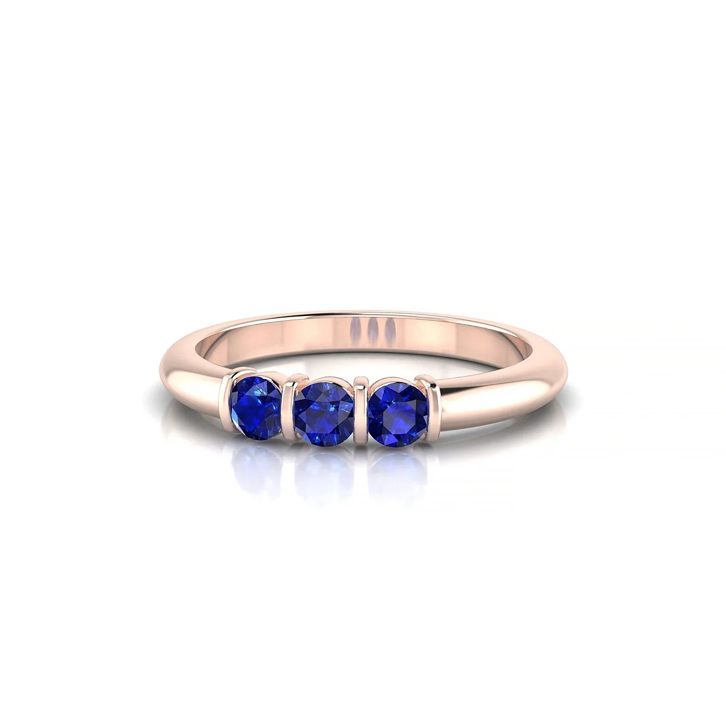 Ridge | 18k Rose Gold 3 mm Round Sapphire Ring