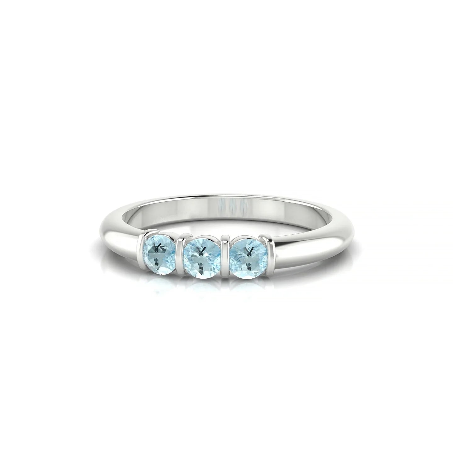 Ridge | 18k White Gold 3 mm Round Aquamarine Ring