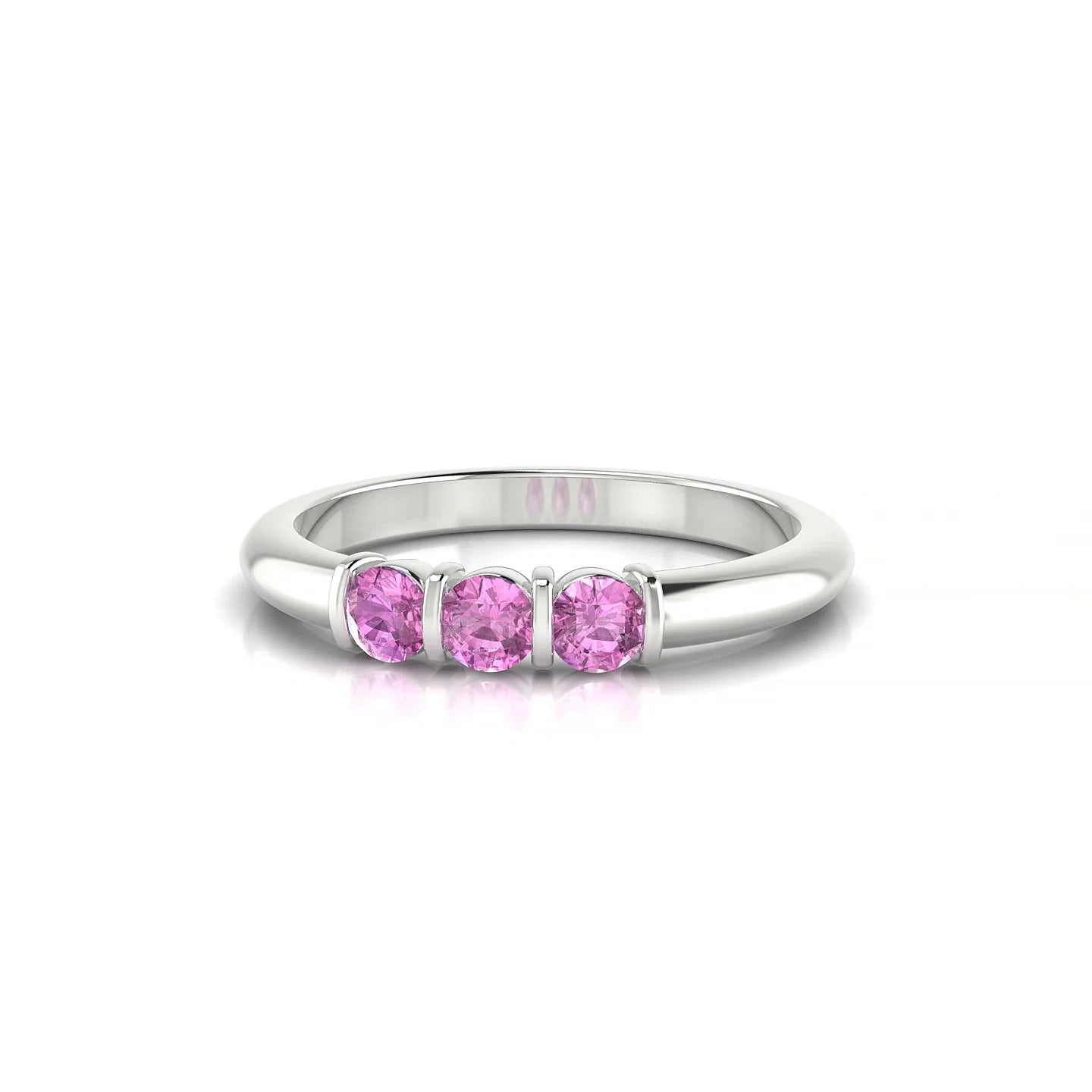 Ridge | 18k White Gold 3 mm Round Pink Sapphire Ring