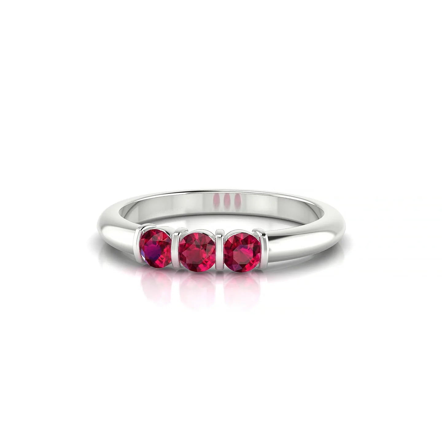 Ridge | 18k White Gold 3 mm Round Ruby Ring