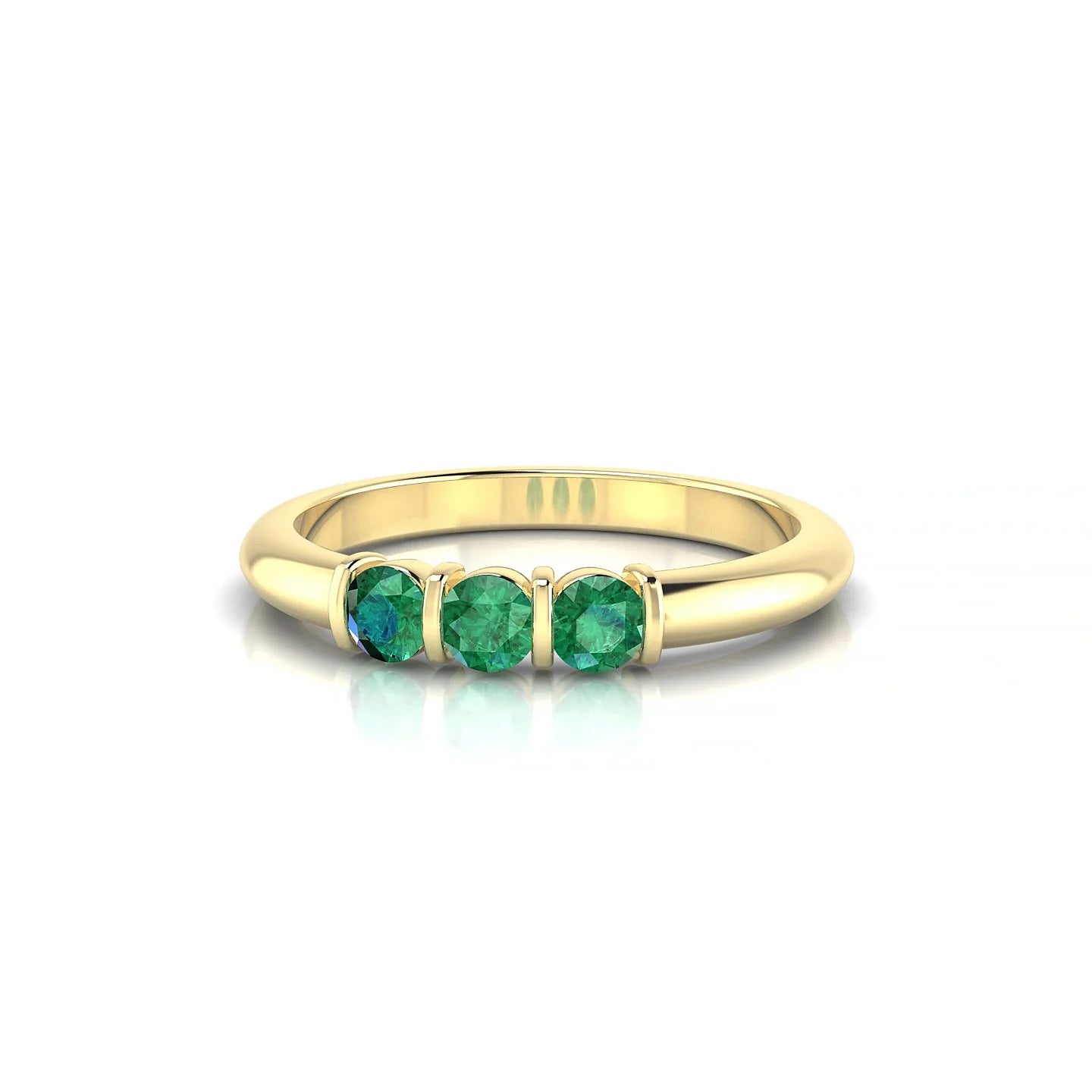 Ridge | 18k Yellow Gold 3 mm Round Emerald Ring