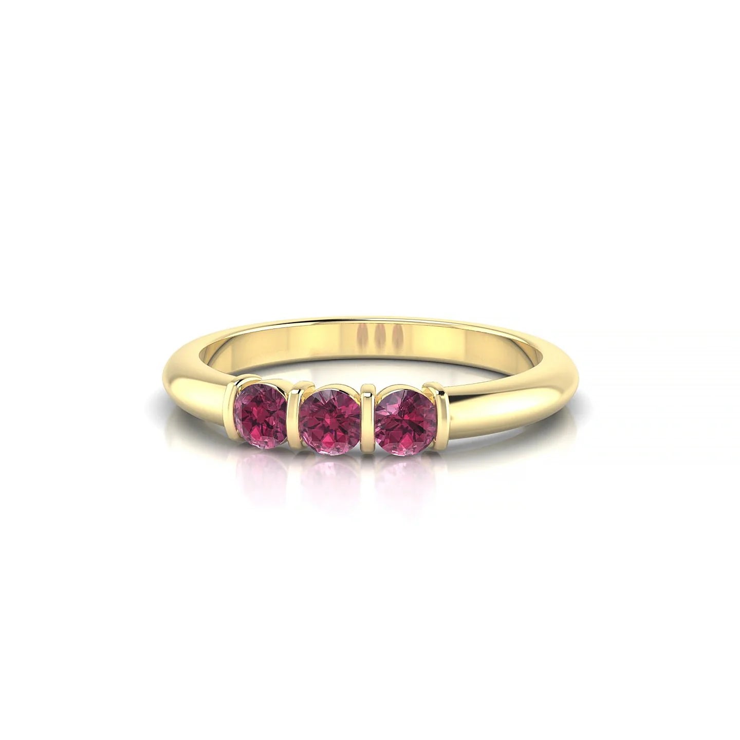 Ridge | 18k Yellow Gold 3 mm Round Rhodolite Ring