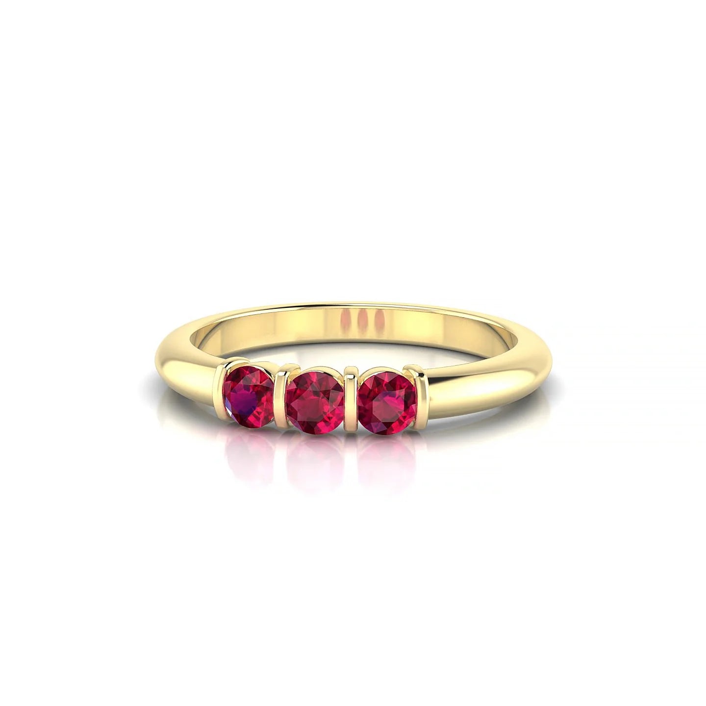 Ridge | 18k Yellow Gold 3 mm Round Ruby Ring