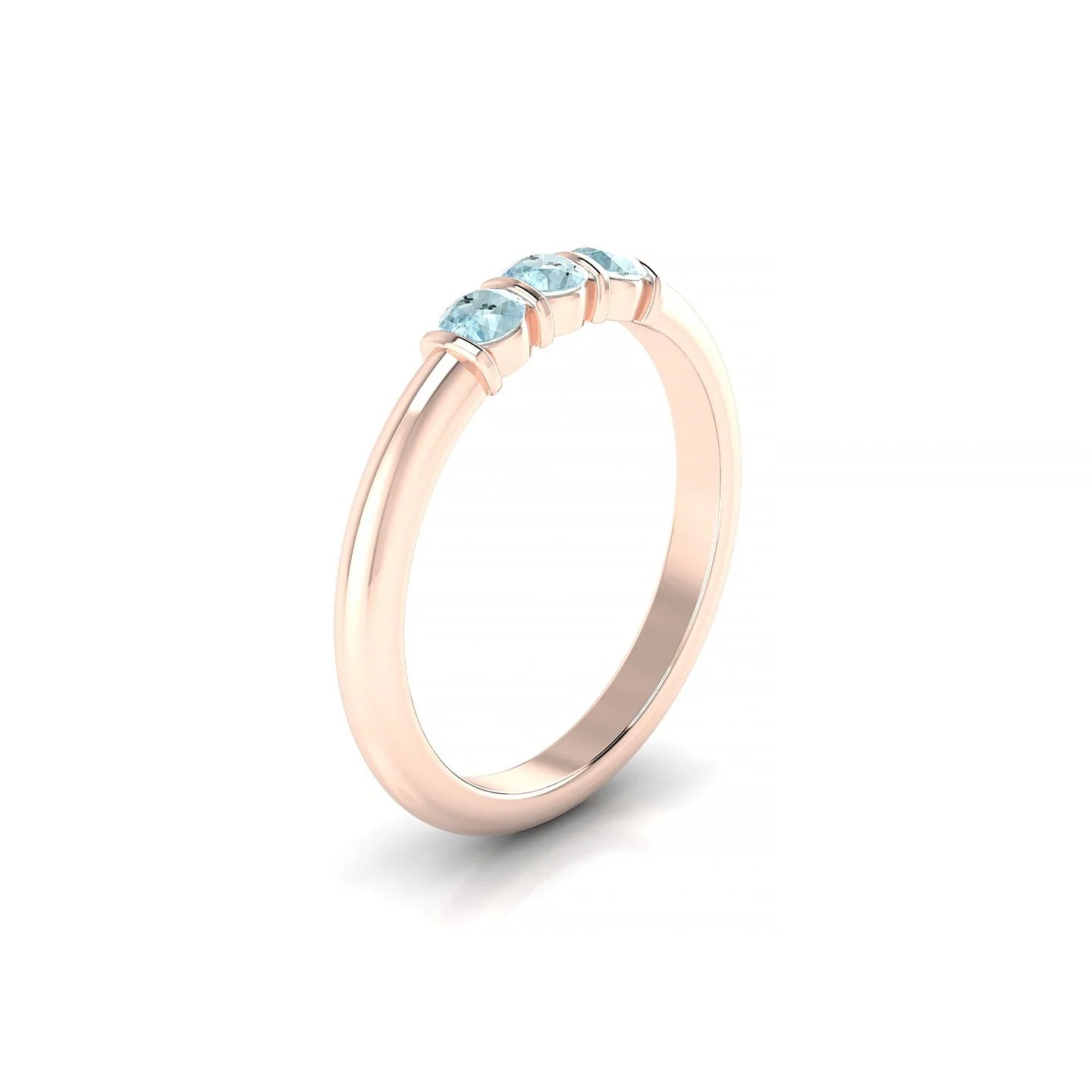 Ridge | 18k Rose Gold 3 mm Round Aquamarine Ring