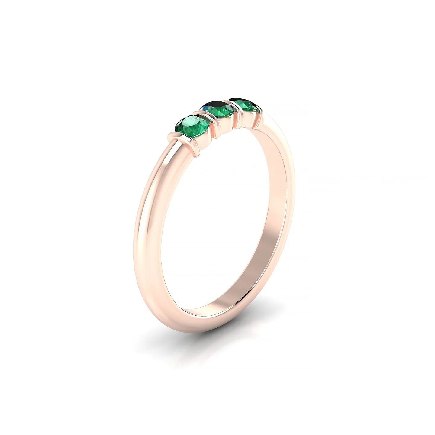 Ridge | 18k Rose Gold 3 mm Round Emerald Ring